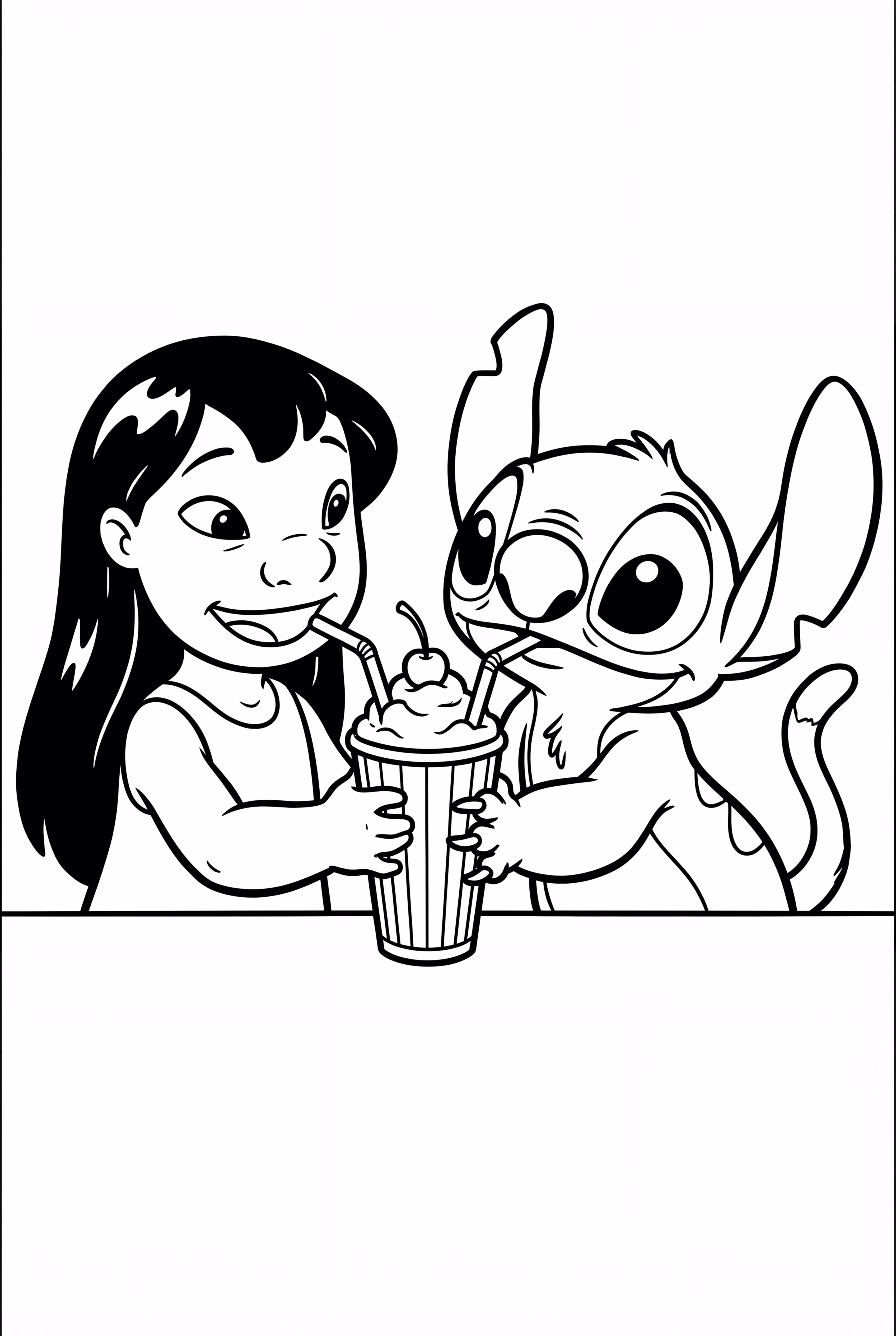 Lilo and Stitch Sharing a Valentine's Milkshake