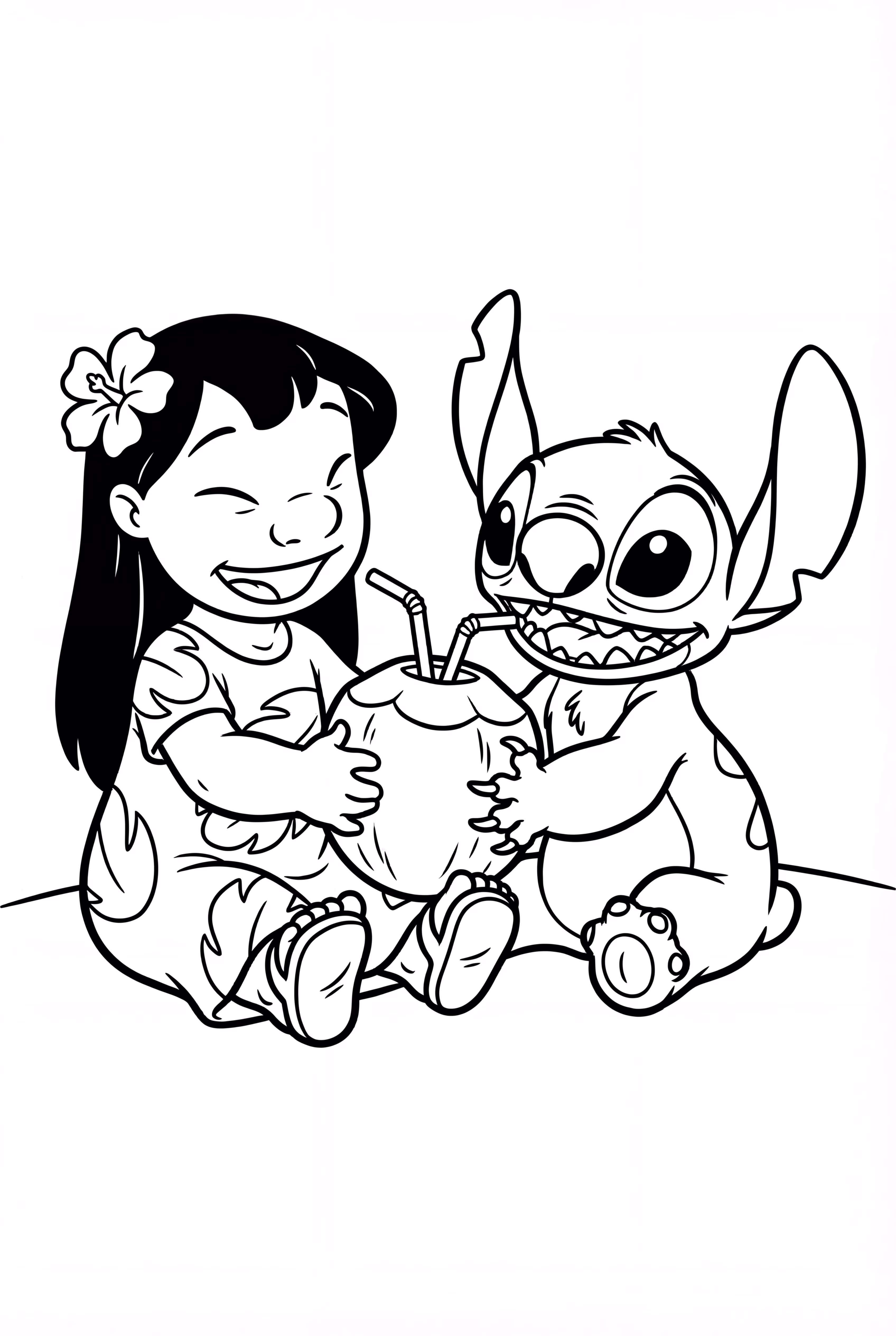 Lilo And Stitch With A Coconut Drink