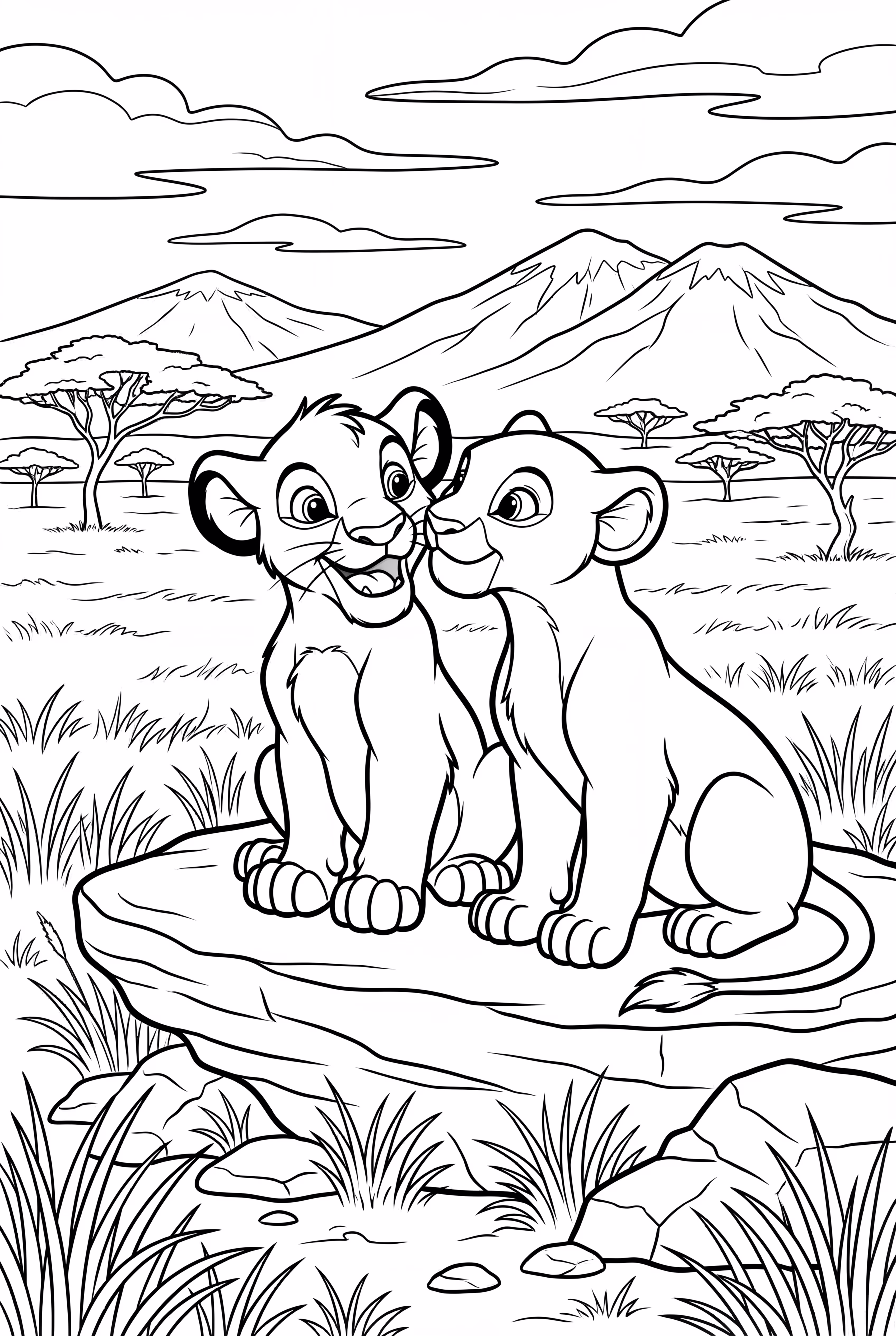 獅子王 娜娜與辛巴一起坐著