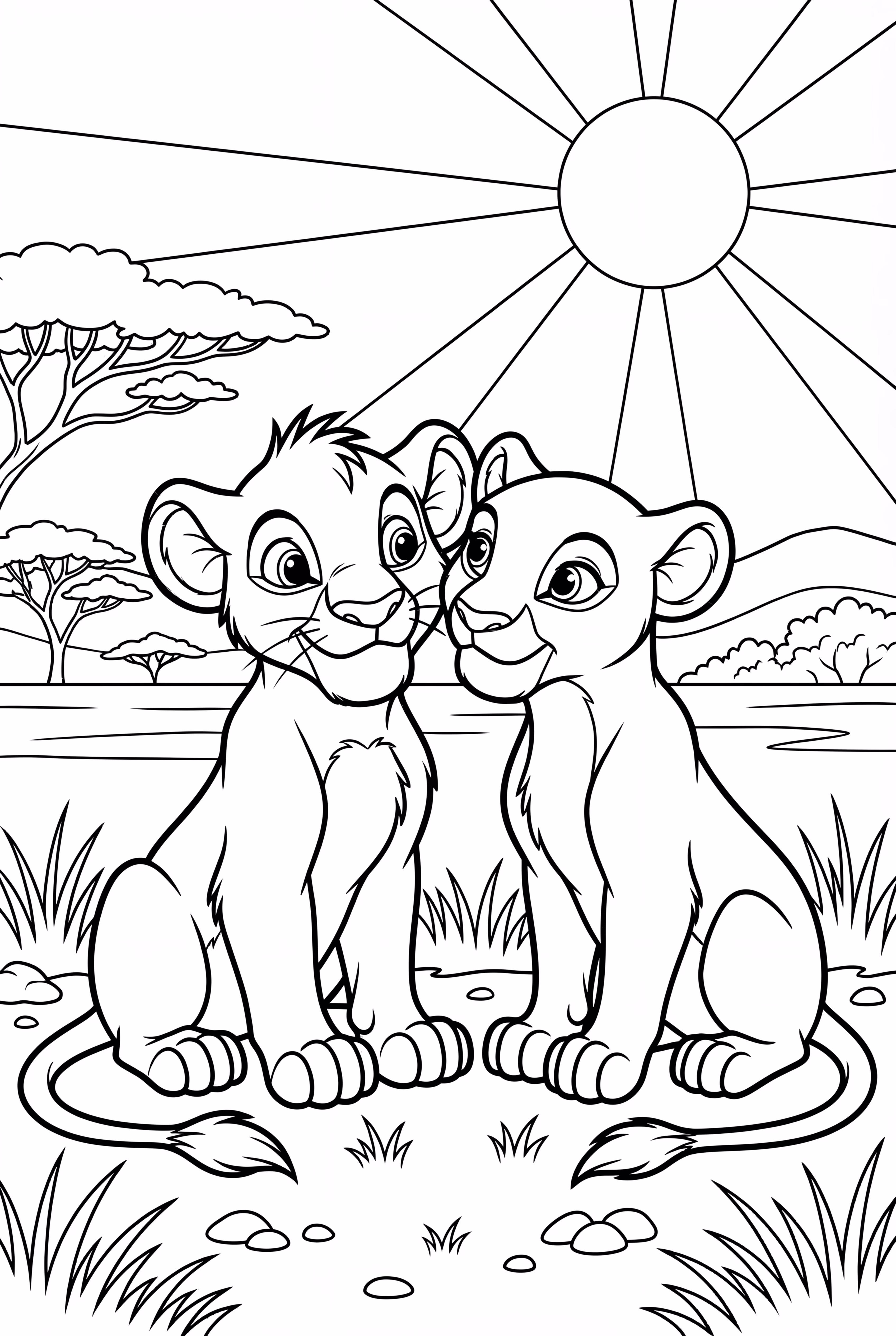 lion king nala and simba sitting together