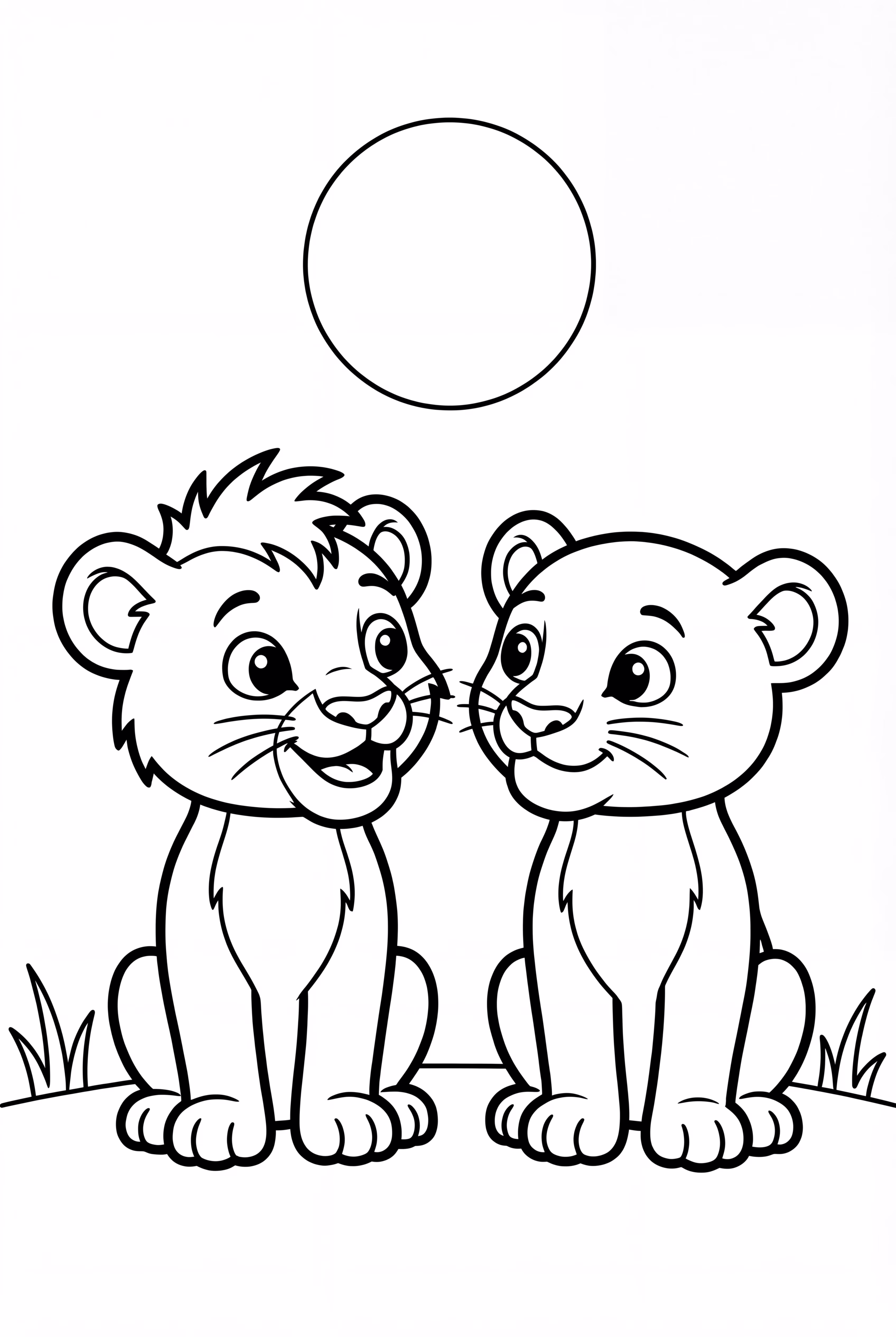 獅子王娜娜與辛巴一起坐著