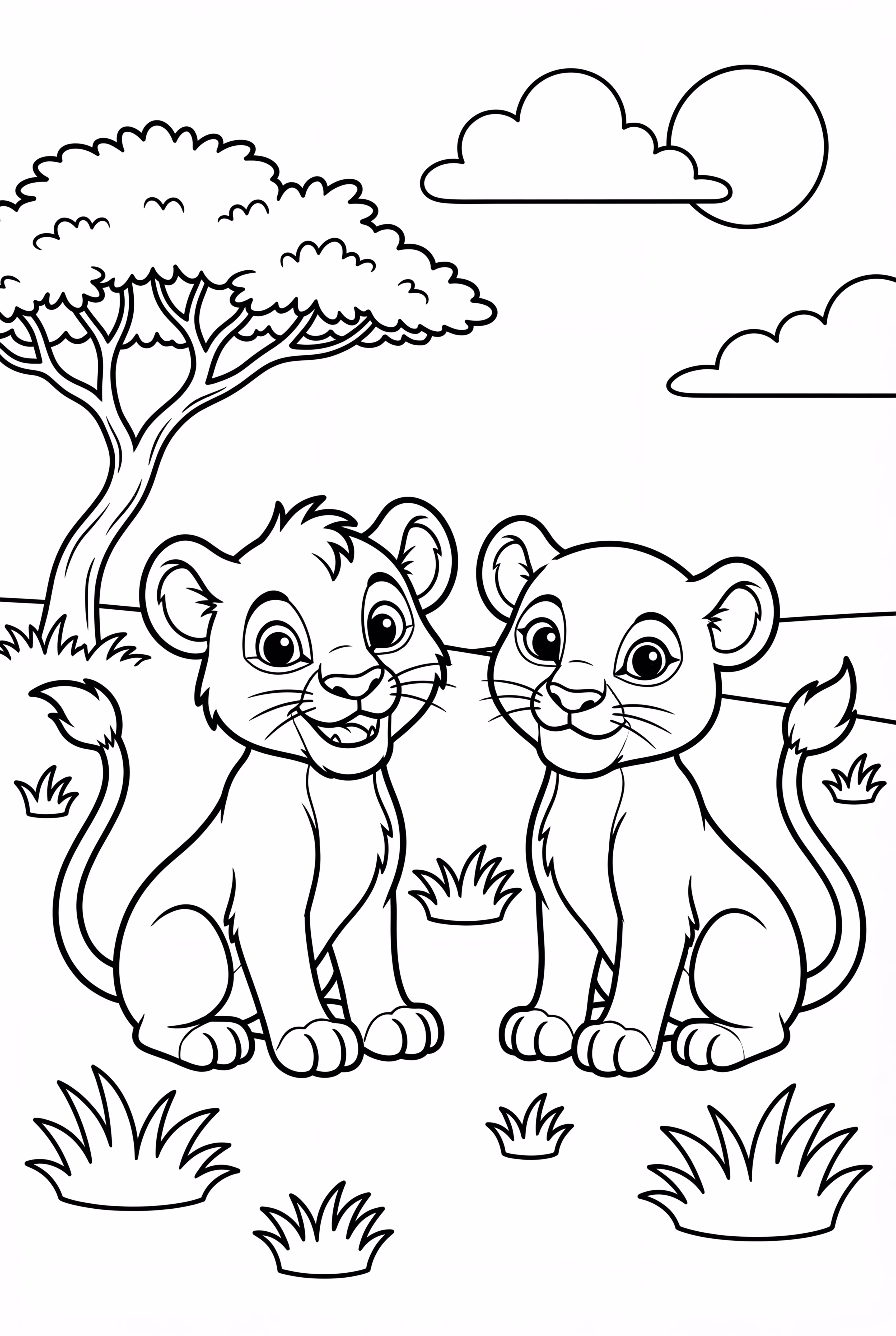 lion king nala and simba walking through the savanna