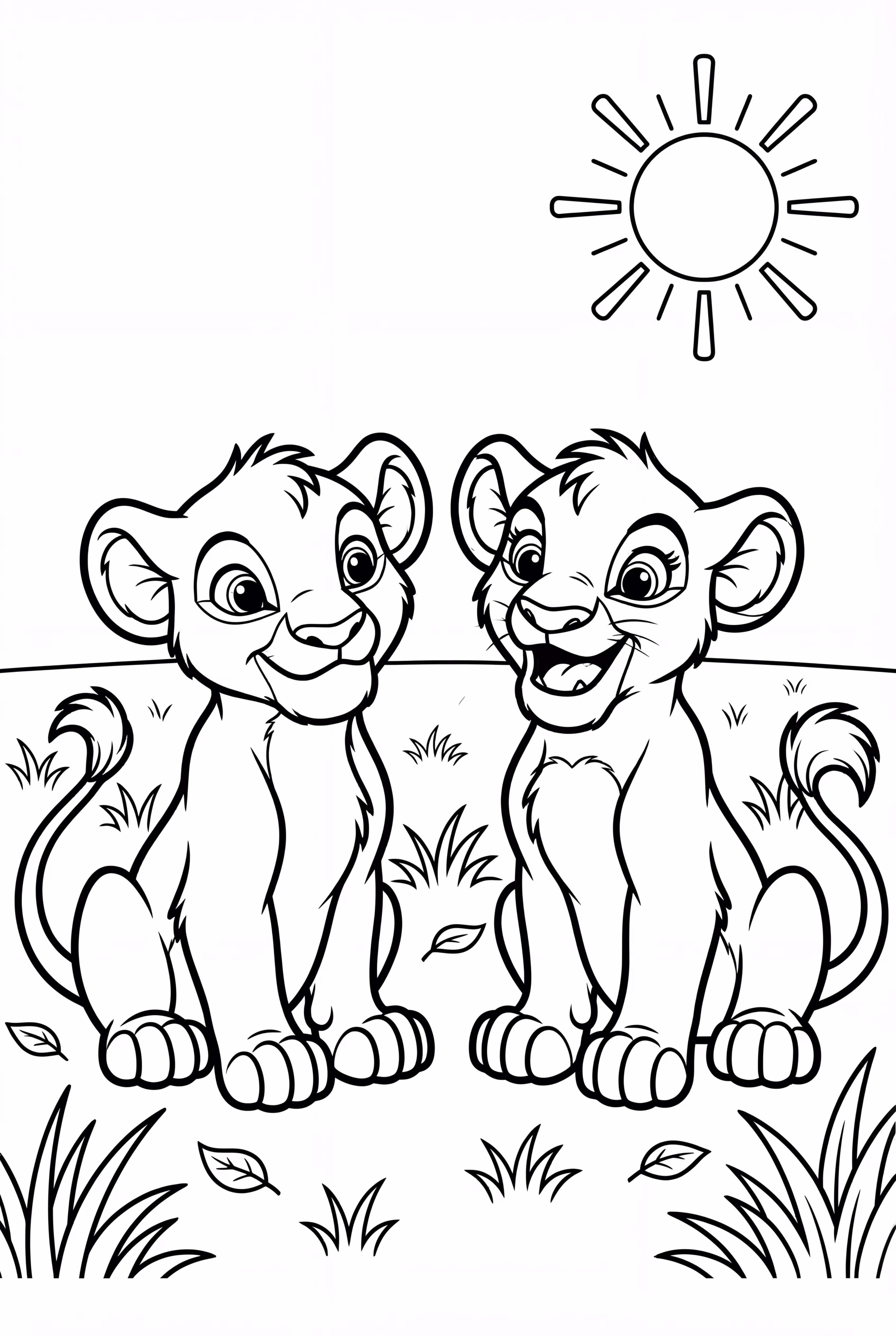 lion king nala and simba walking through the savanna