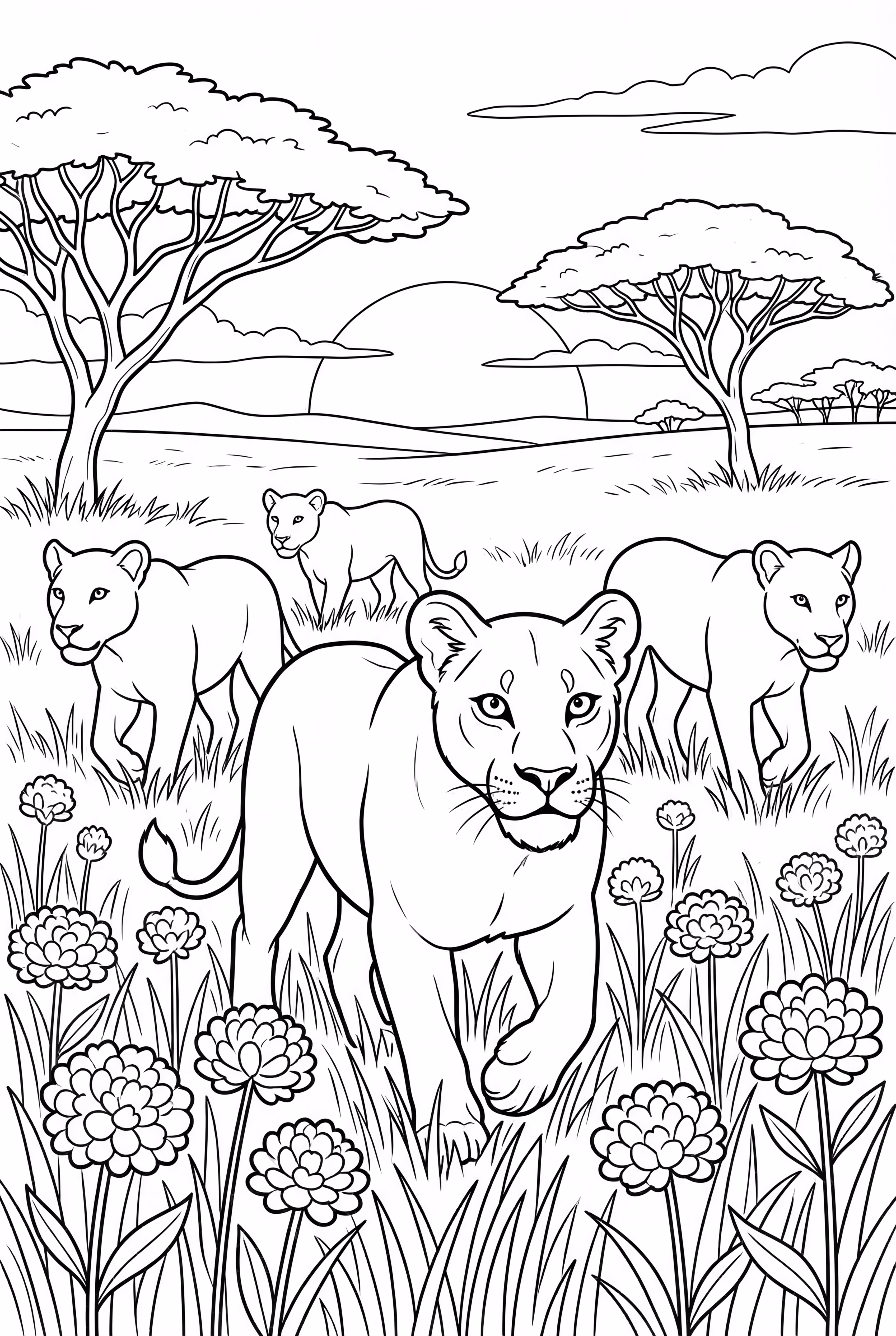 lion king nala leading the pride through the savanna