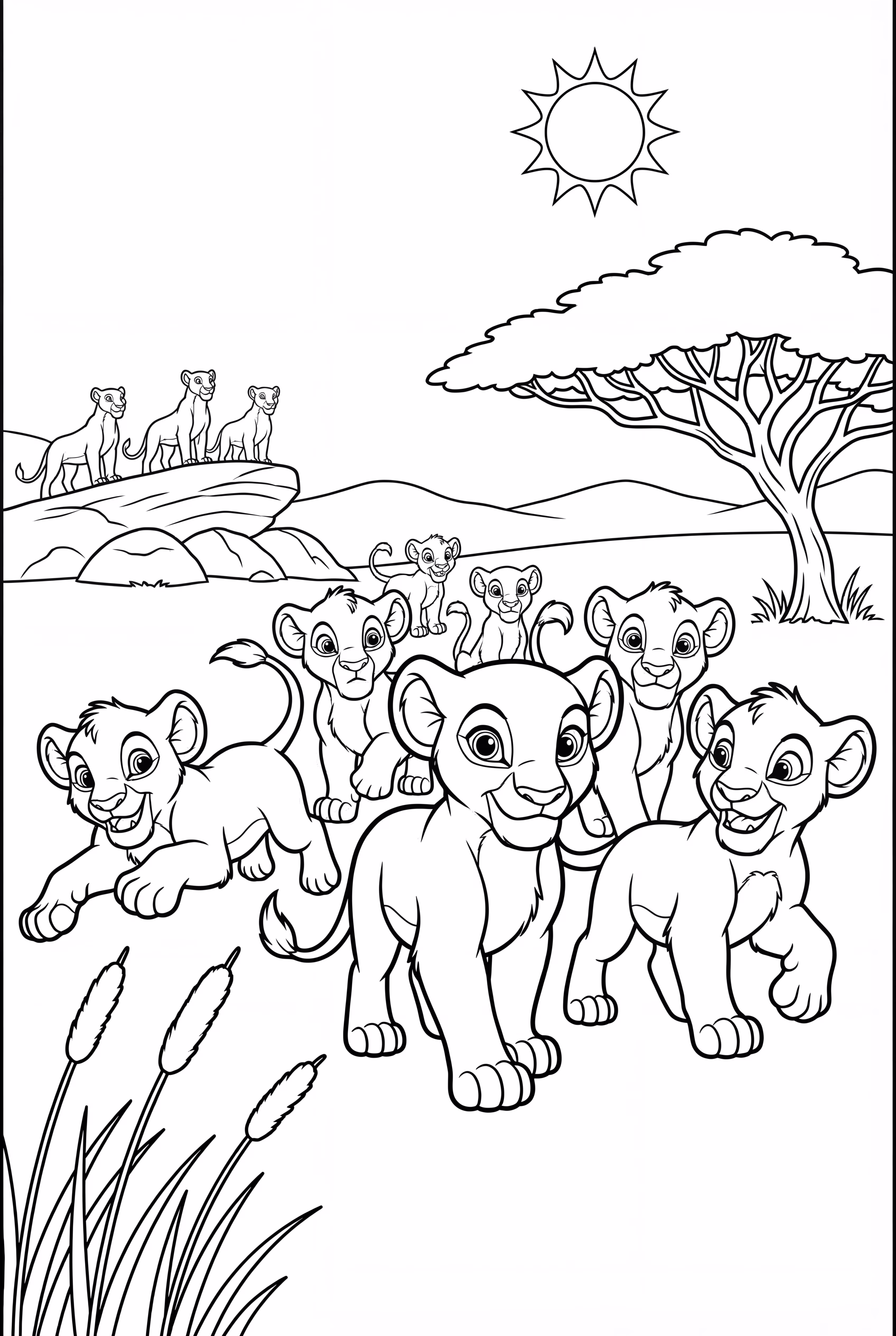 lion king nala leading the pride through the savanna