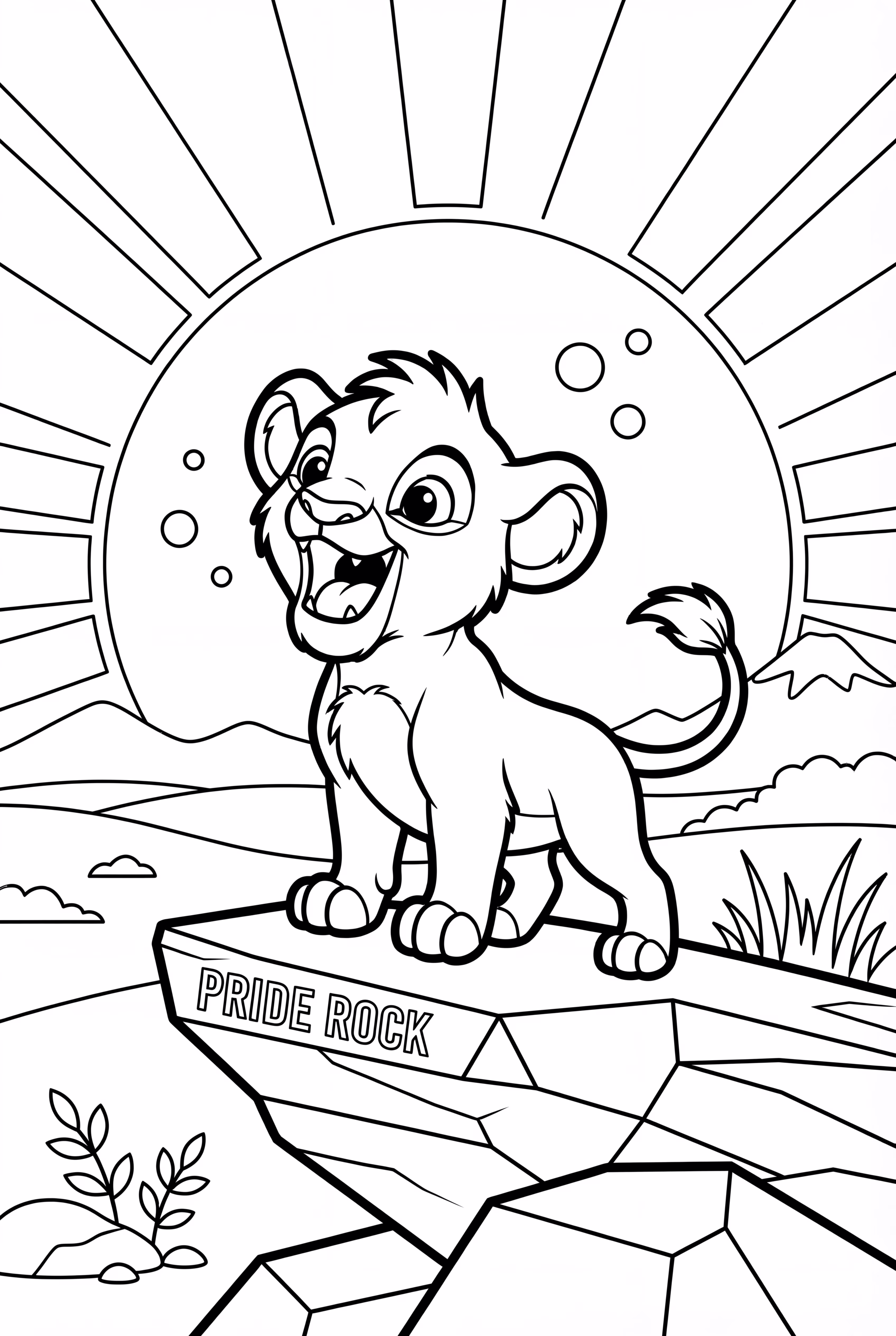 獅子王辛巴在日出時吼叫