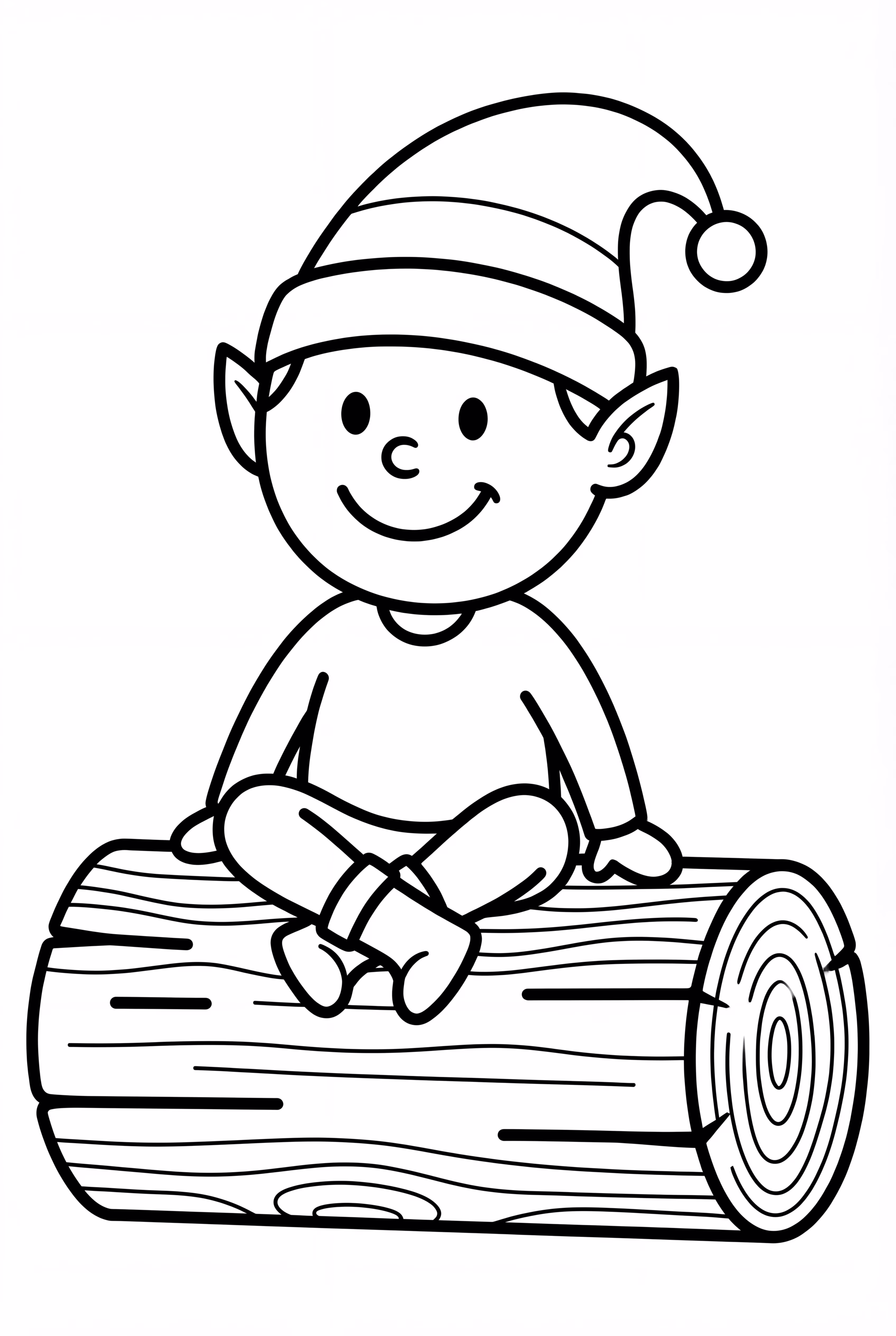 Kleiner Elf sitzt auf einem Baumstamm