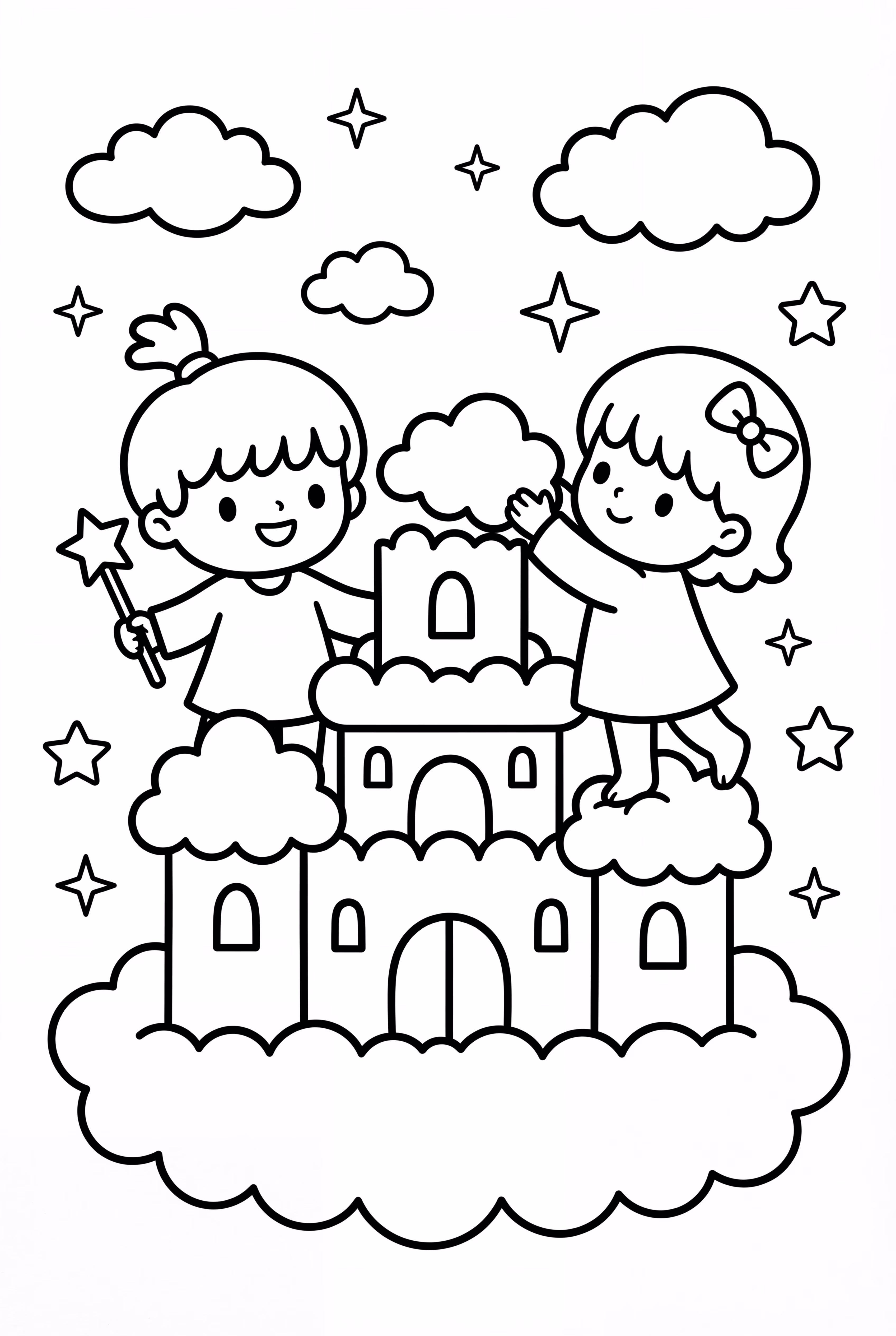 小双星搭建云朵城堡