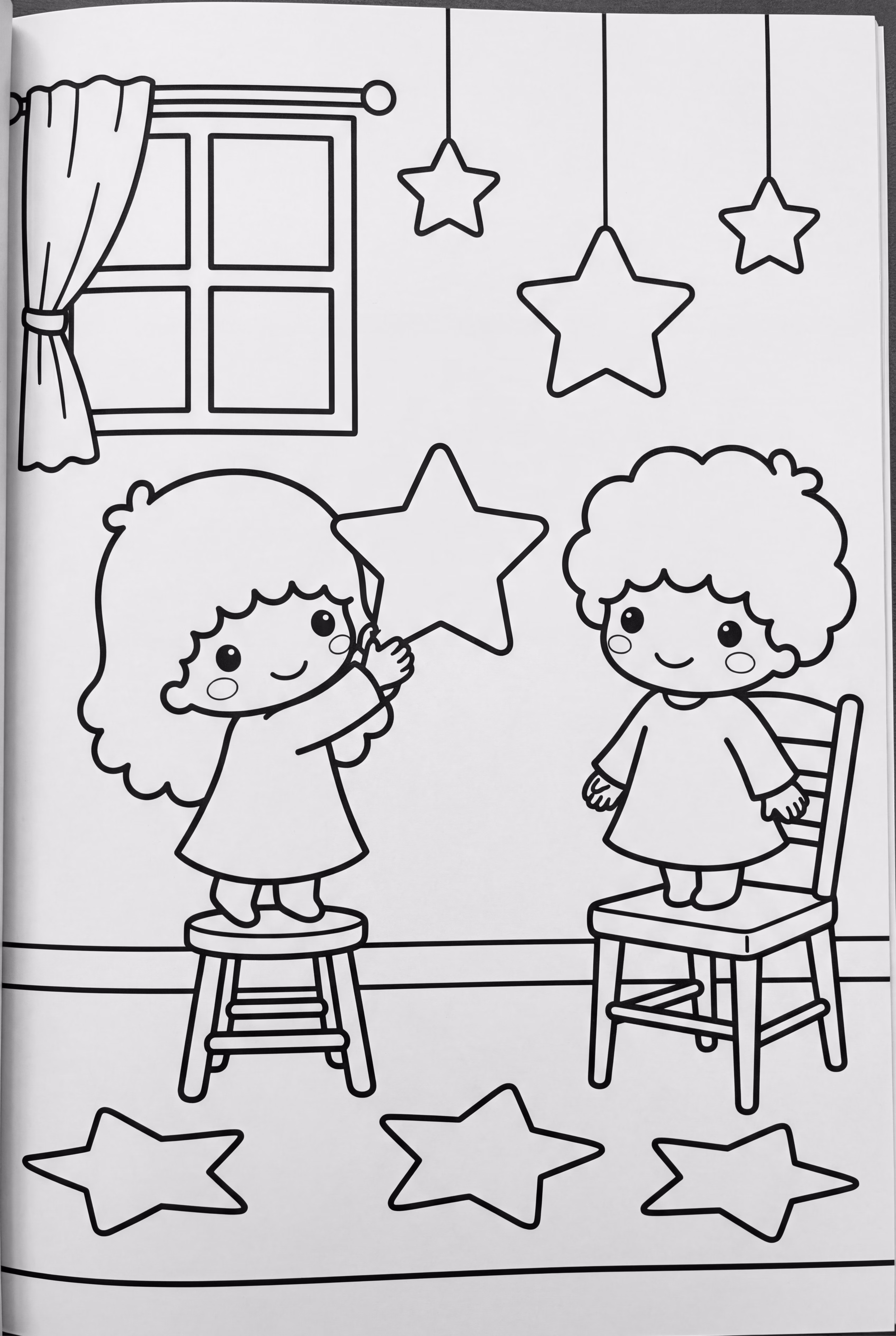 Petits Étoiles Jumeaux Décorant une Chambre avec des Étoiles