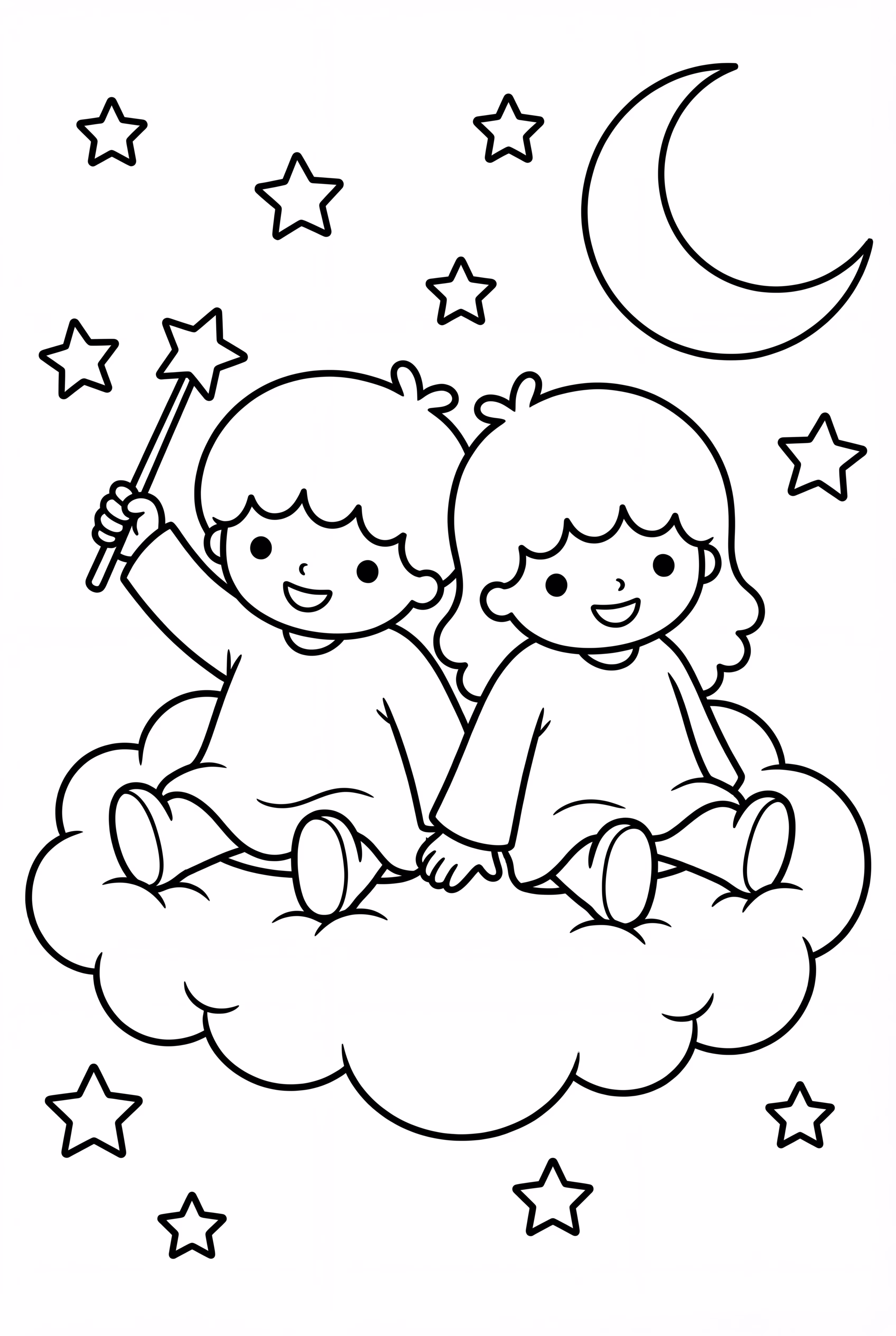 Little Twin Stars Flying Through The Night Sky