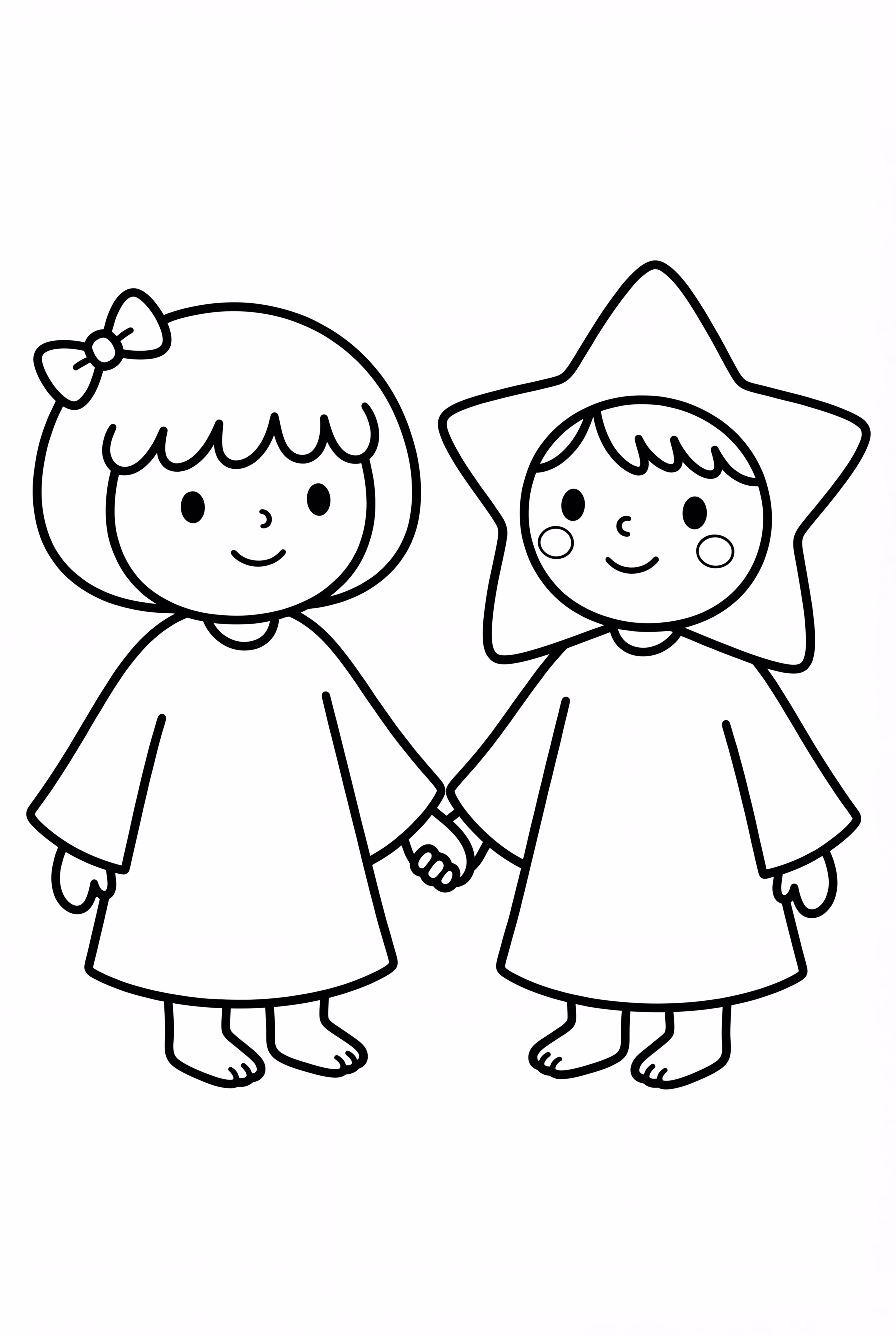 Petits Étoiles Jumelles Se Tenant la Main