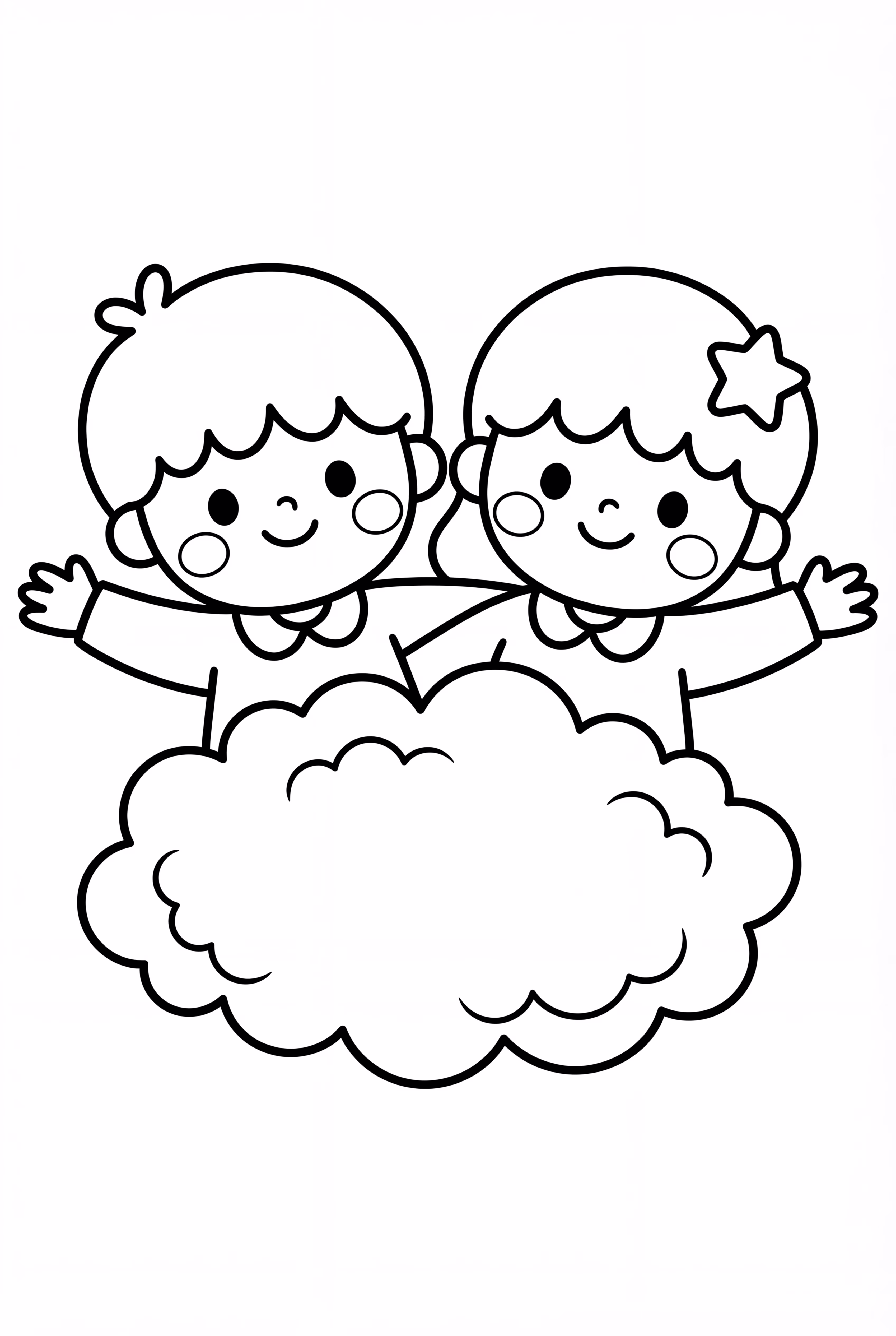 小双星抱着一朵蓬松的云