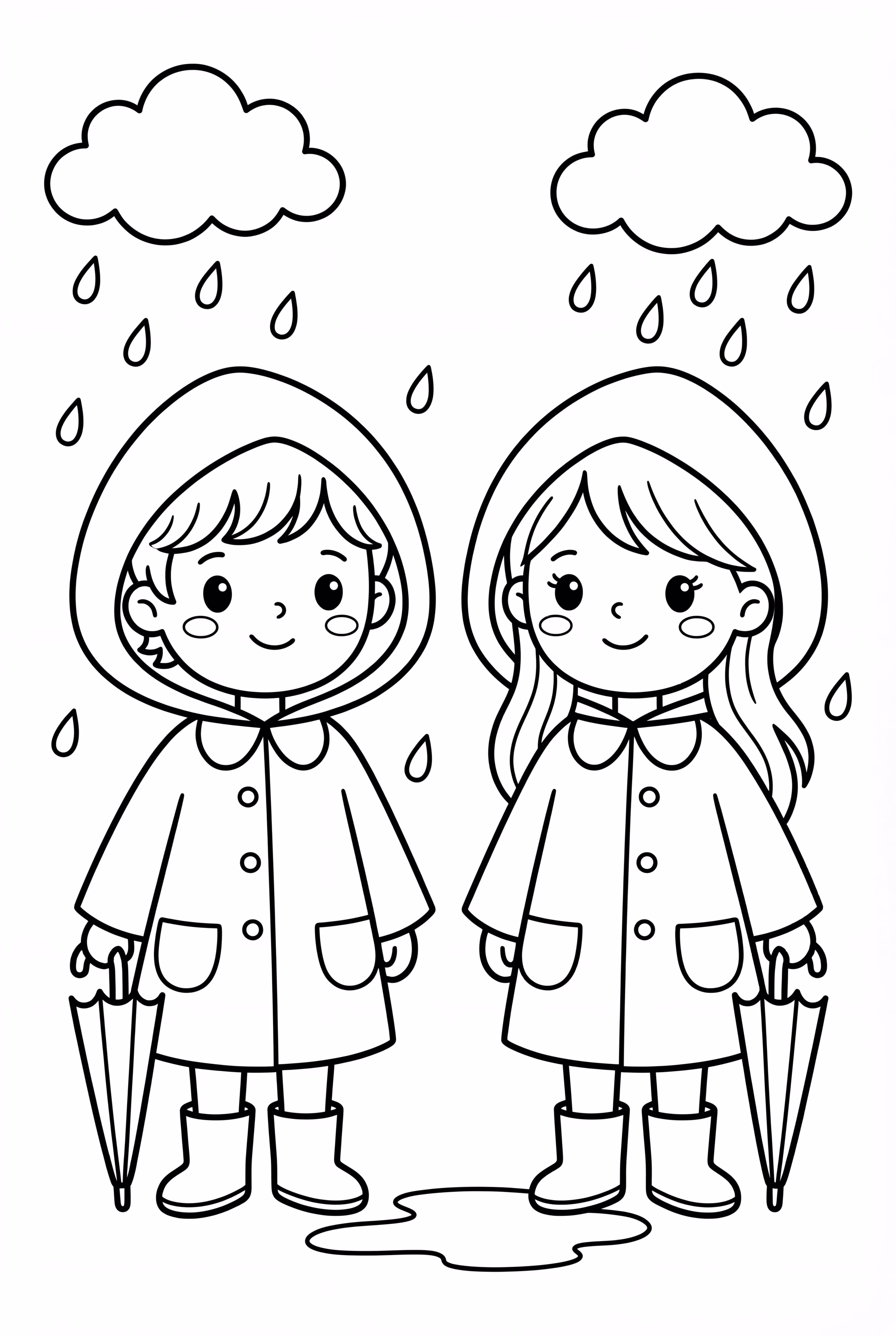 小双星穿可爱雨衣和雨靴