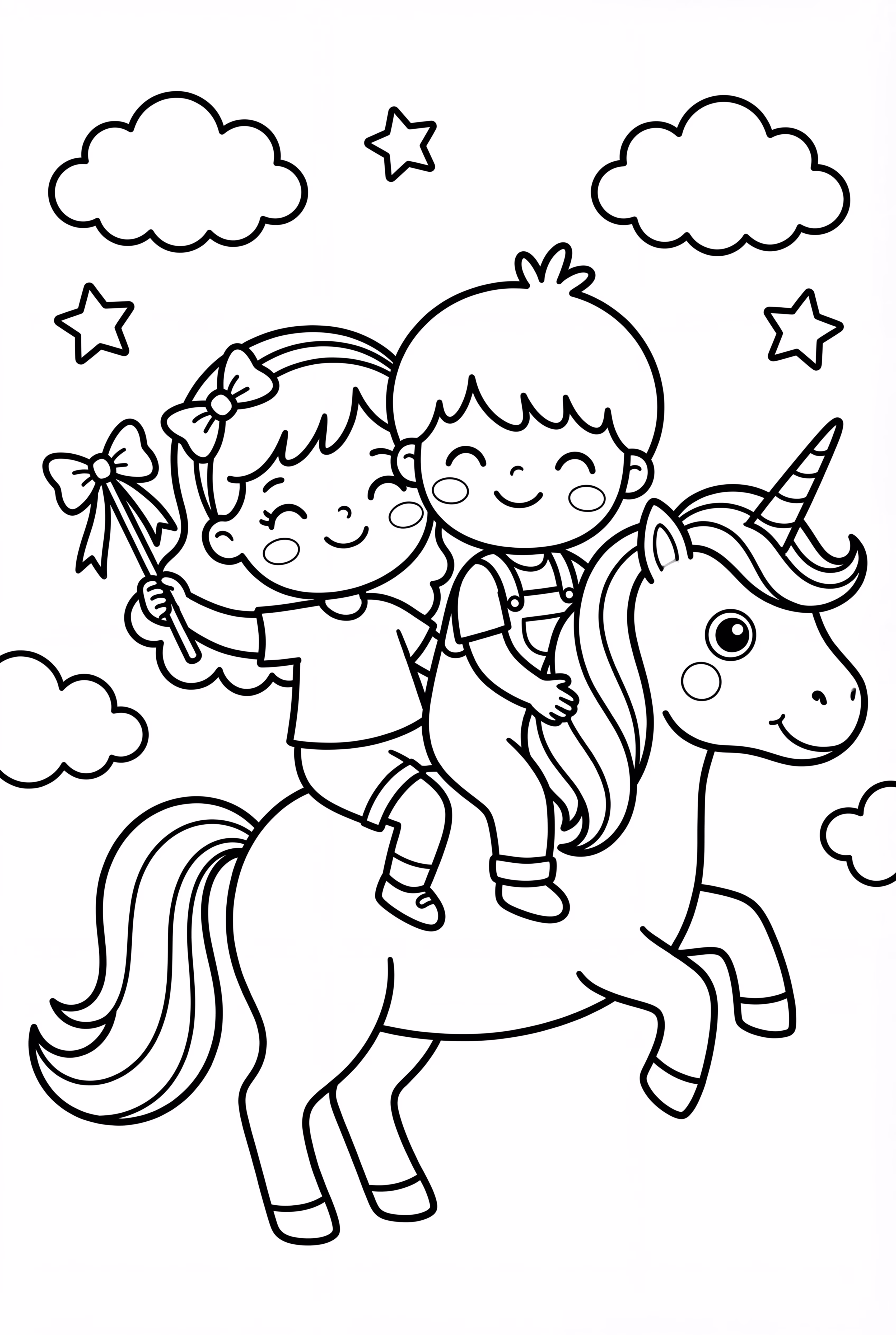 Little Twin Stars Riding A Magical Unicorn