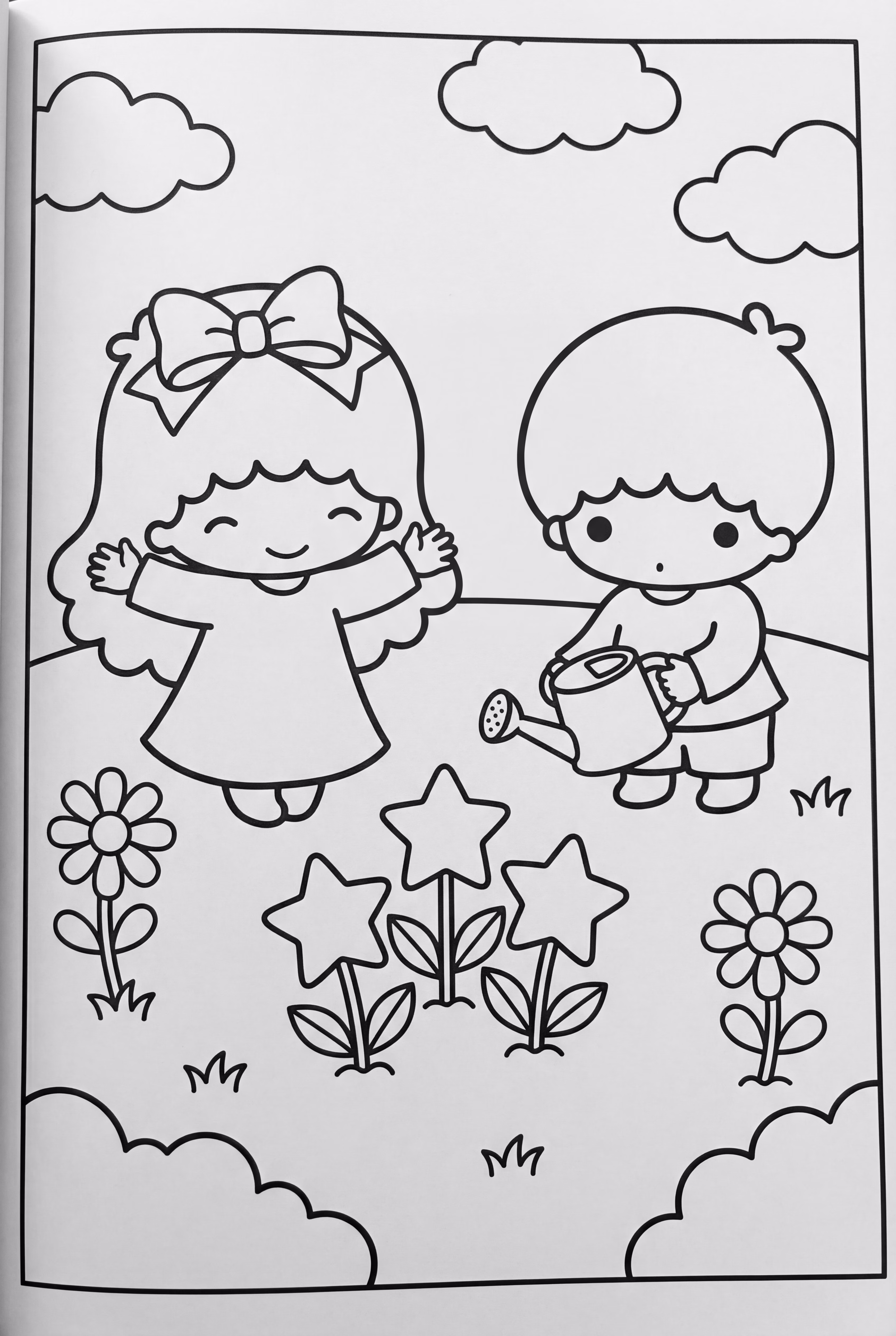 小双星浇灌星星花的花园