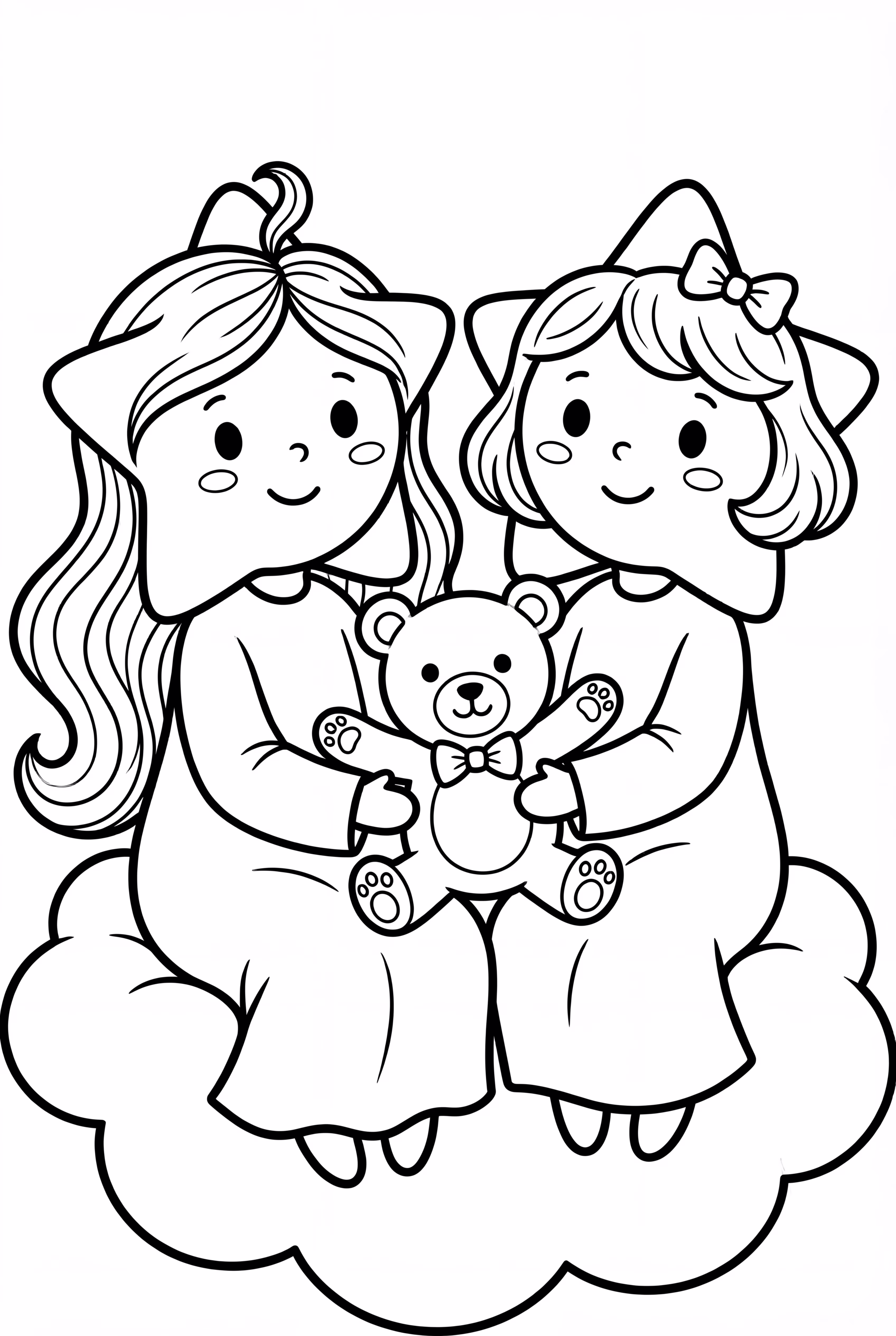 Little Twin Stars With A Cute Teddy Bear