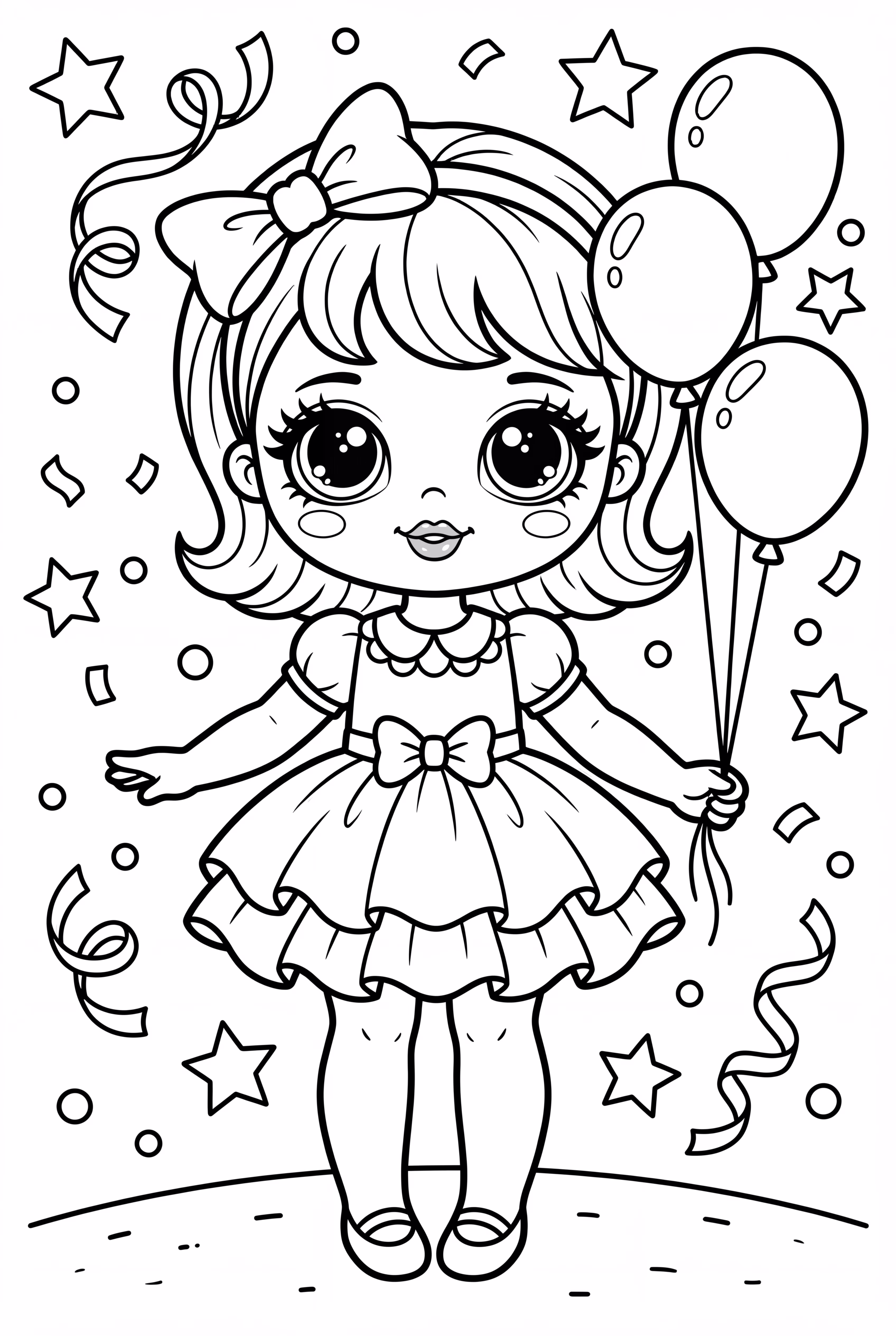 Lol-Puppe mit drei Luftballons