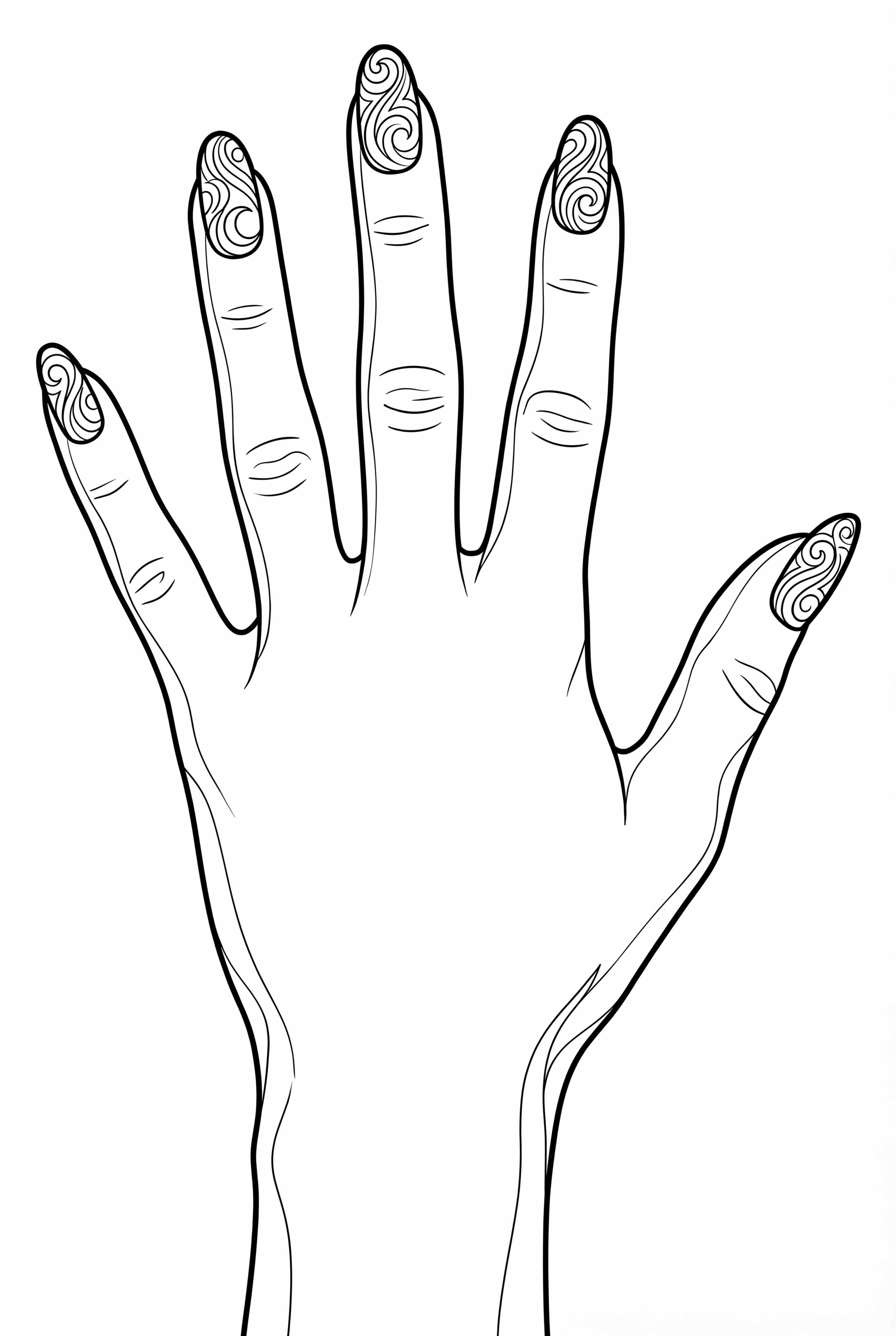 Long Nails with Swirl Patterns