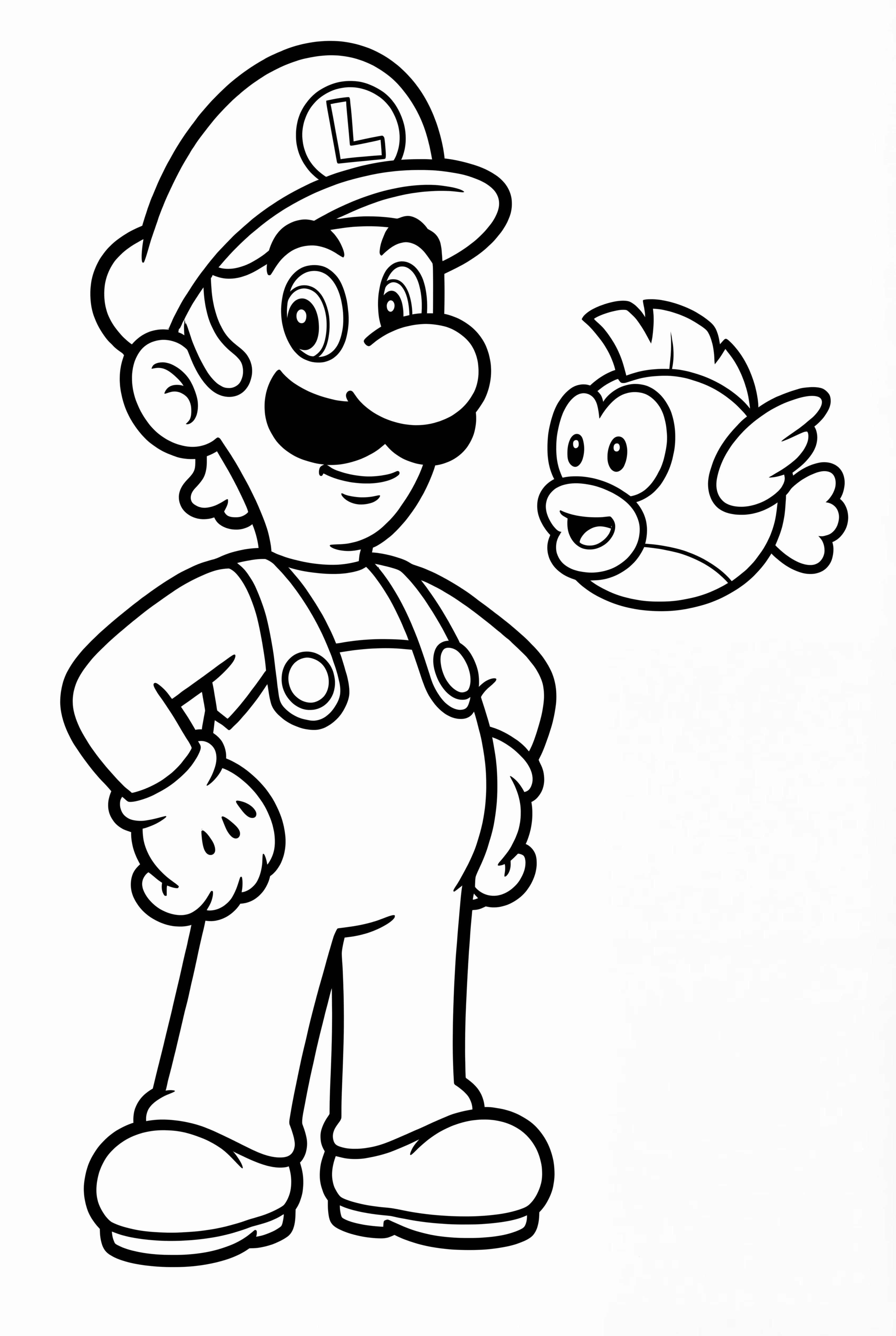 Luigi und ein Cheep Cheep Fisch