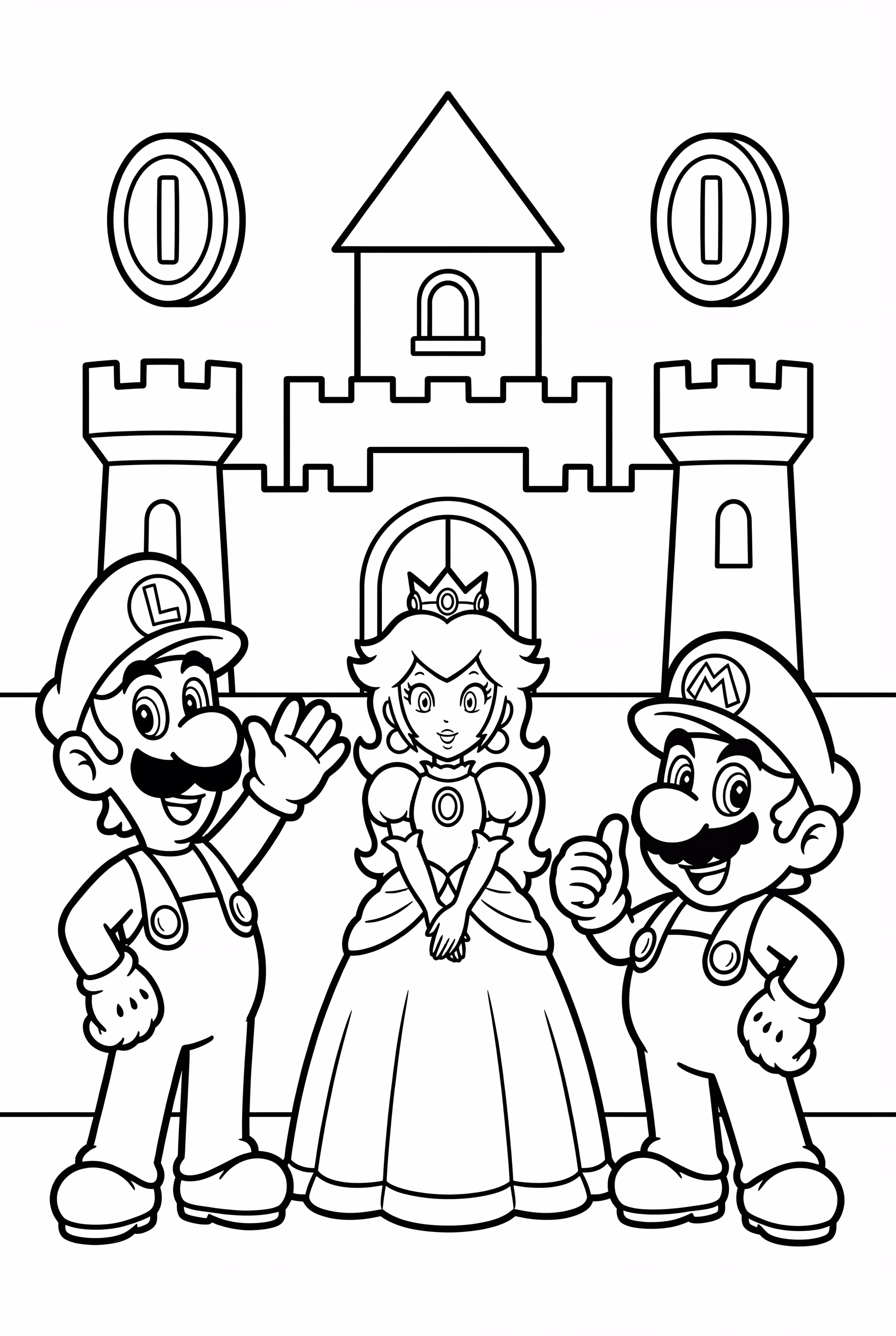 Luigi und Mario mit Prinzessin Peach