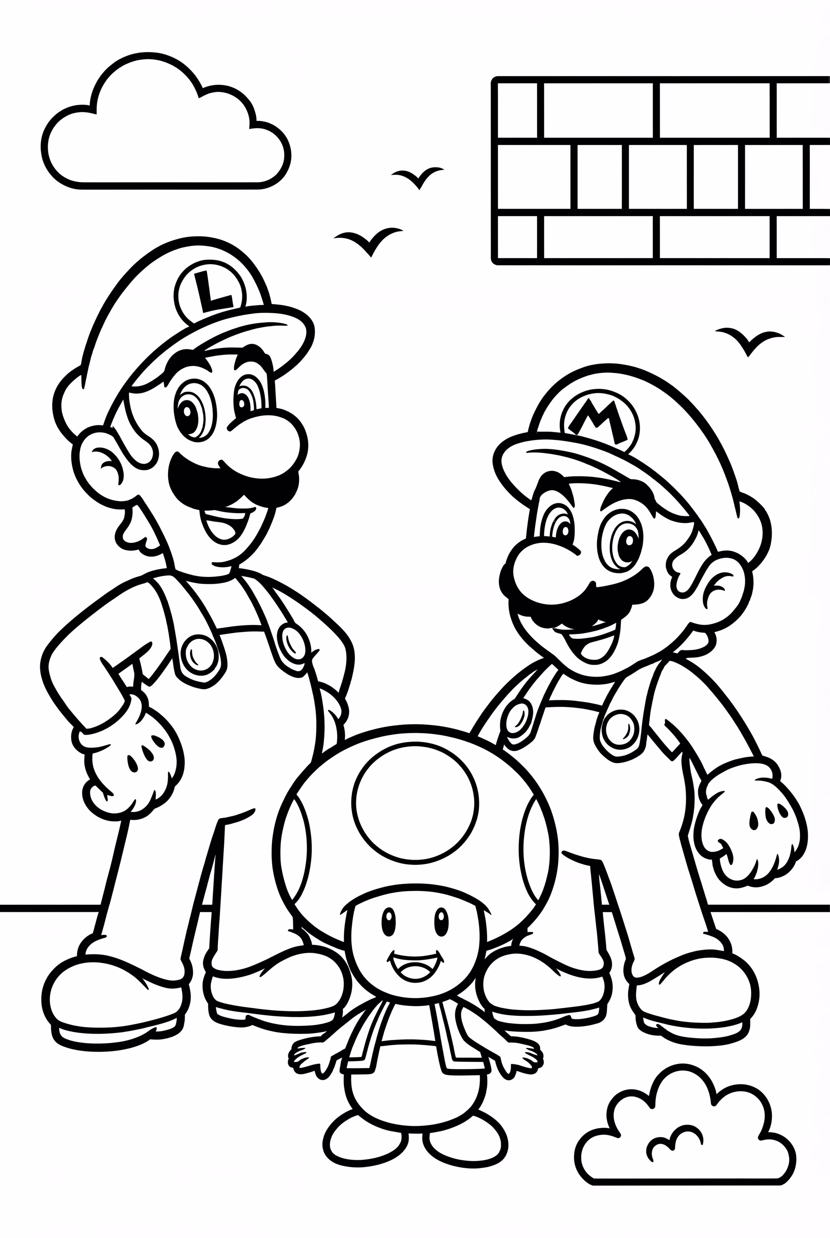 Luigi und Mario mit Toad