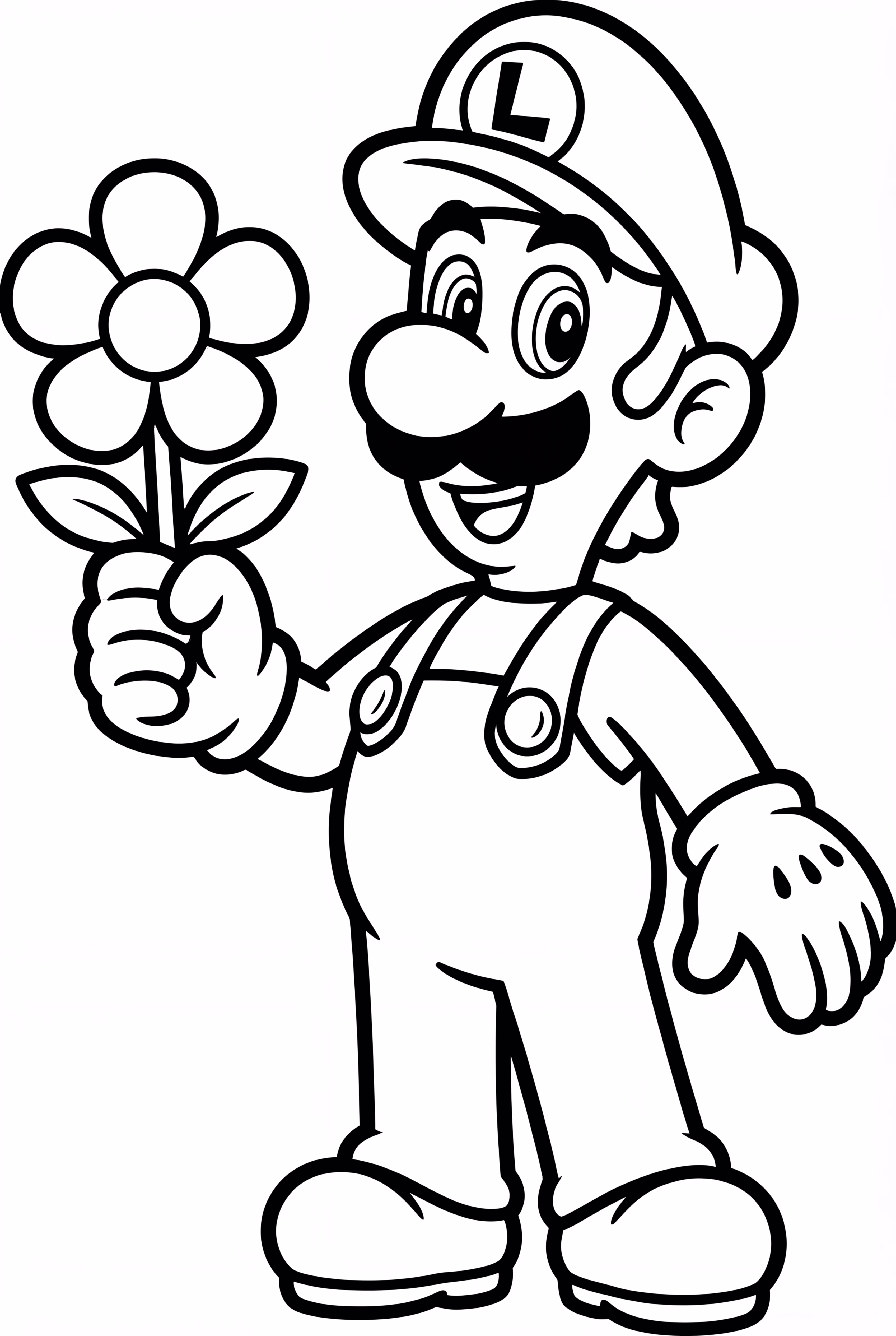 Luigi hält eine Blume