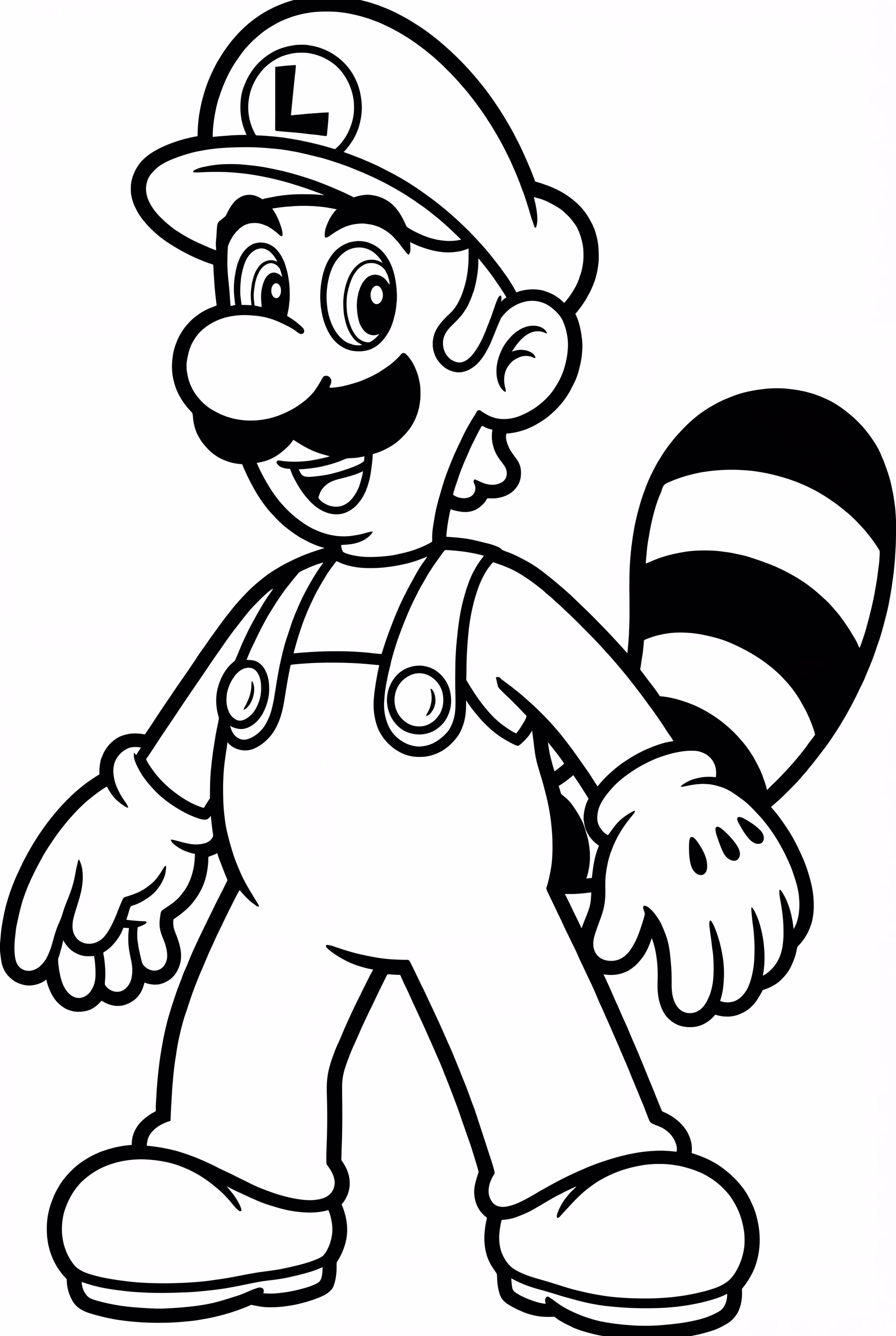 Luigi mit einem Waschbärschwanz