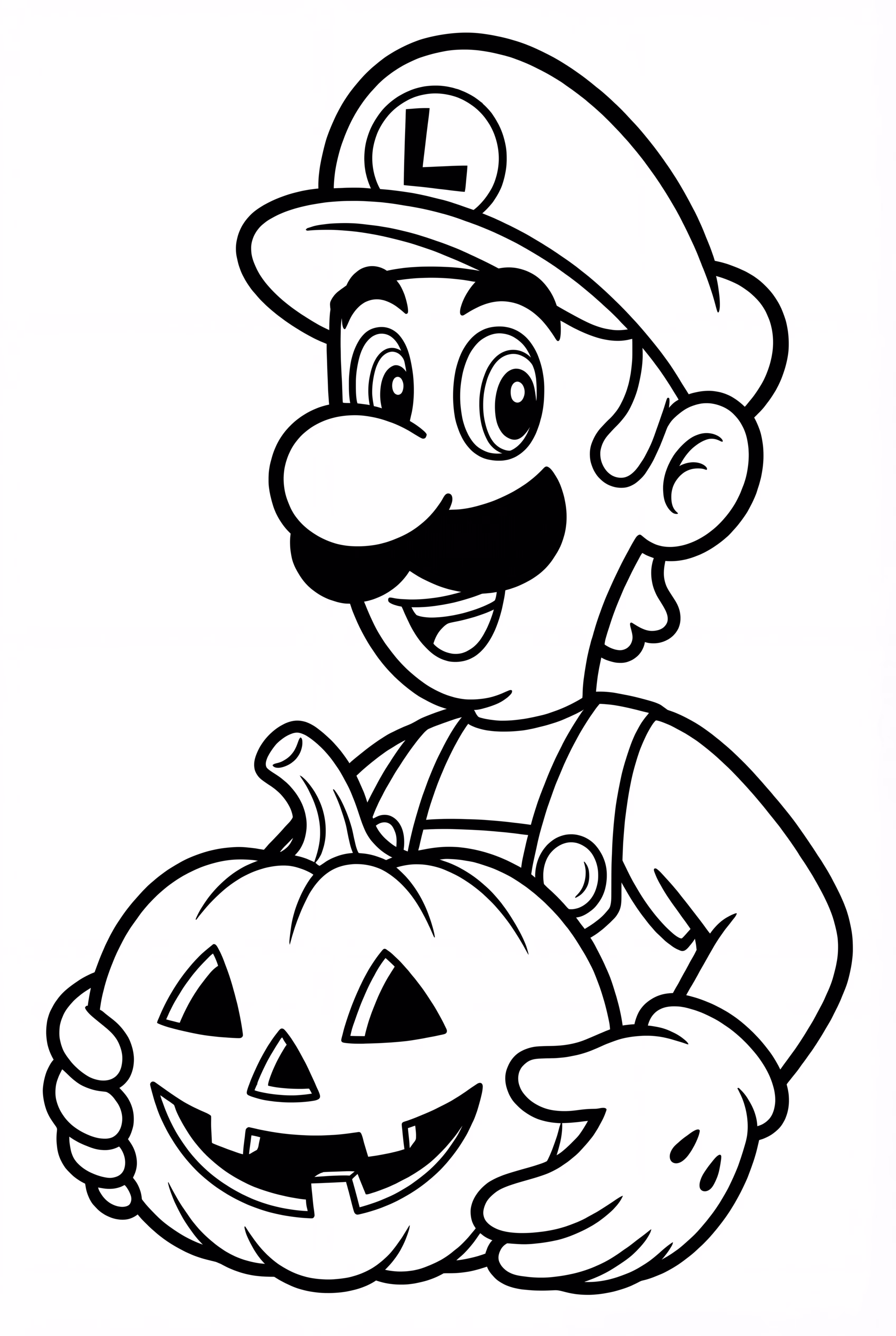 Luigi With A Halloween Pumpkin
