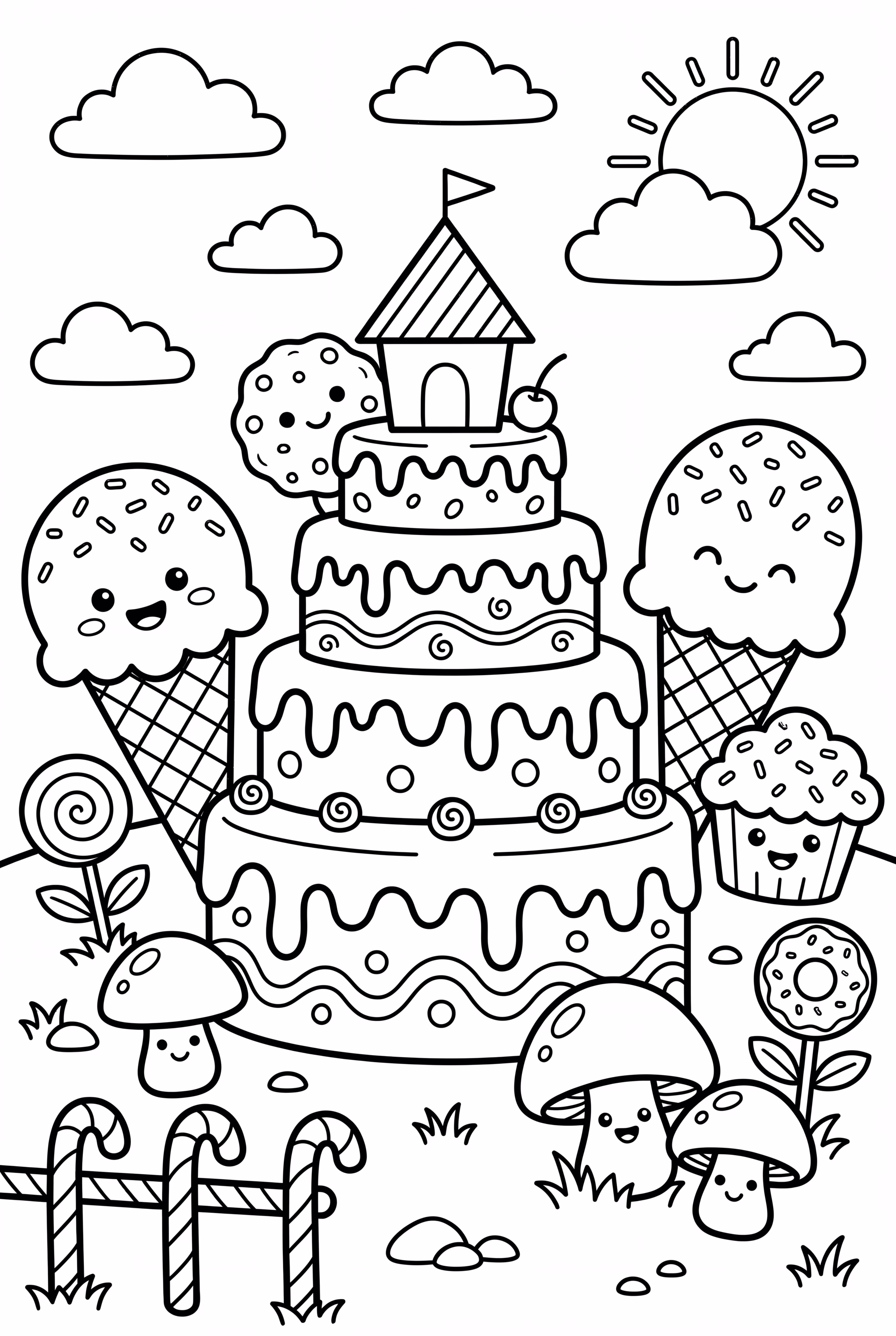 Magische Dessertgarten-Szene