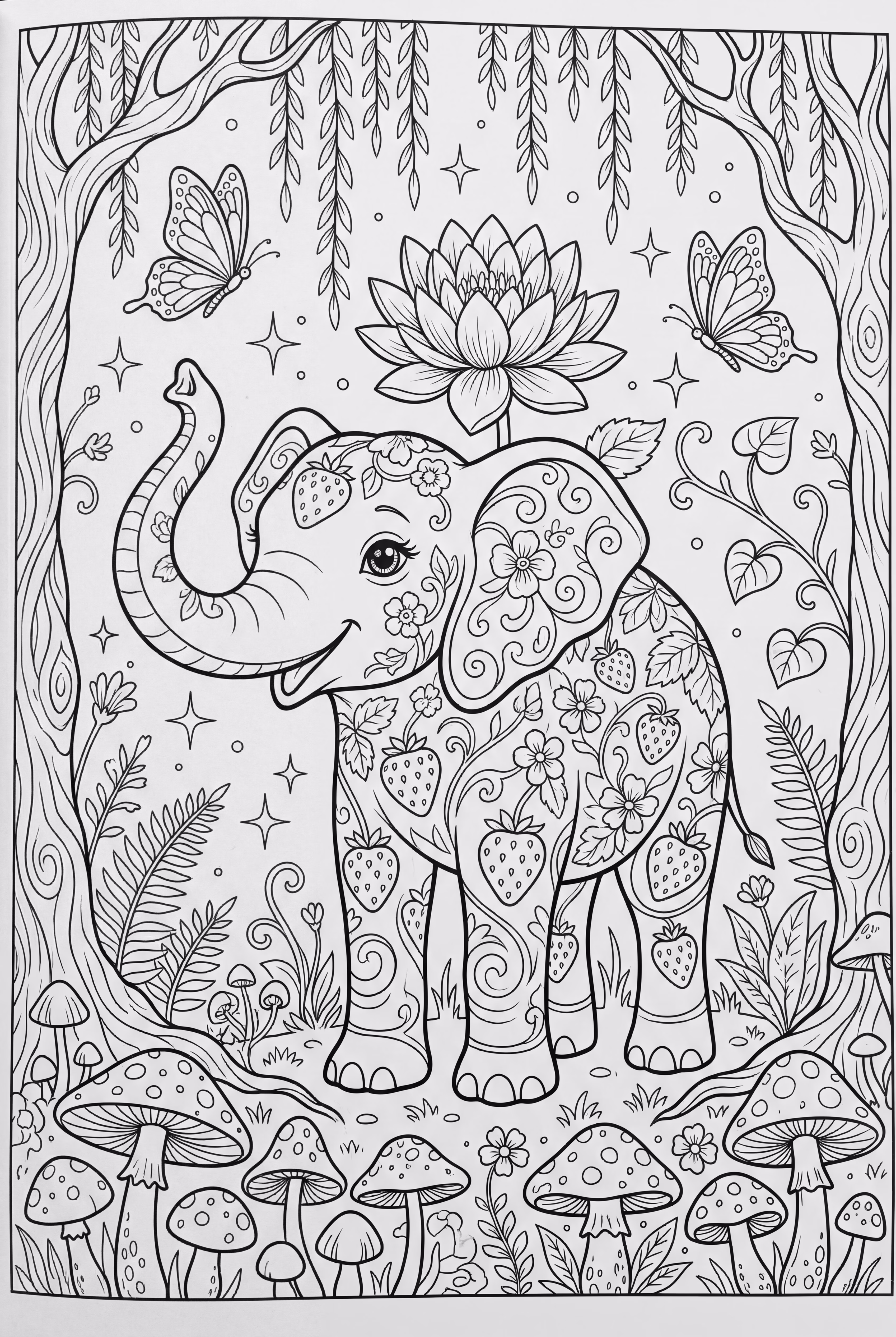 Magical Strawberry Elephant In An Enchanted Forest