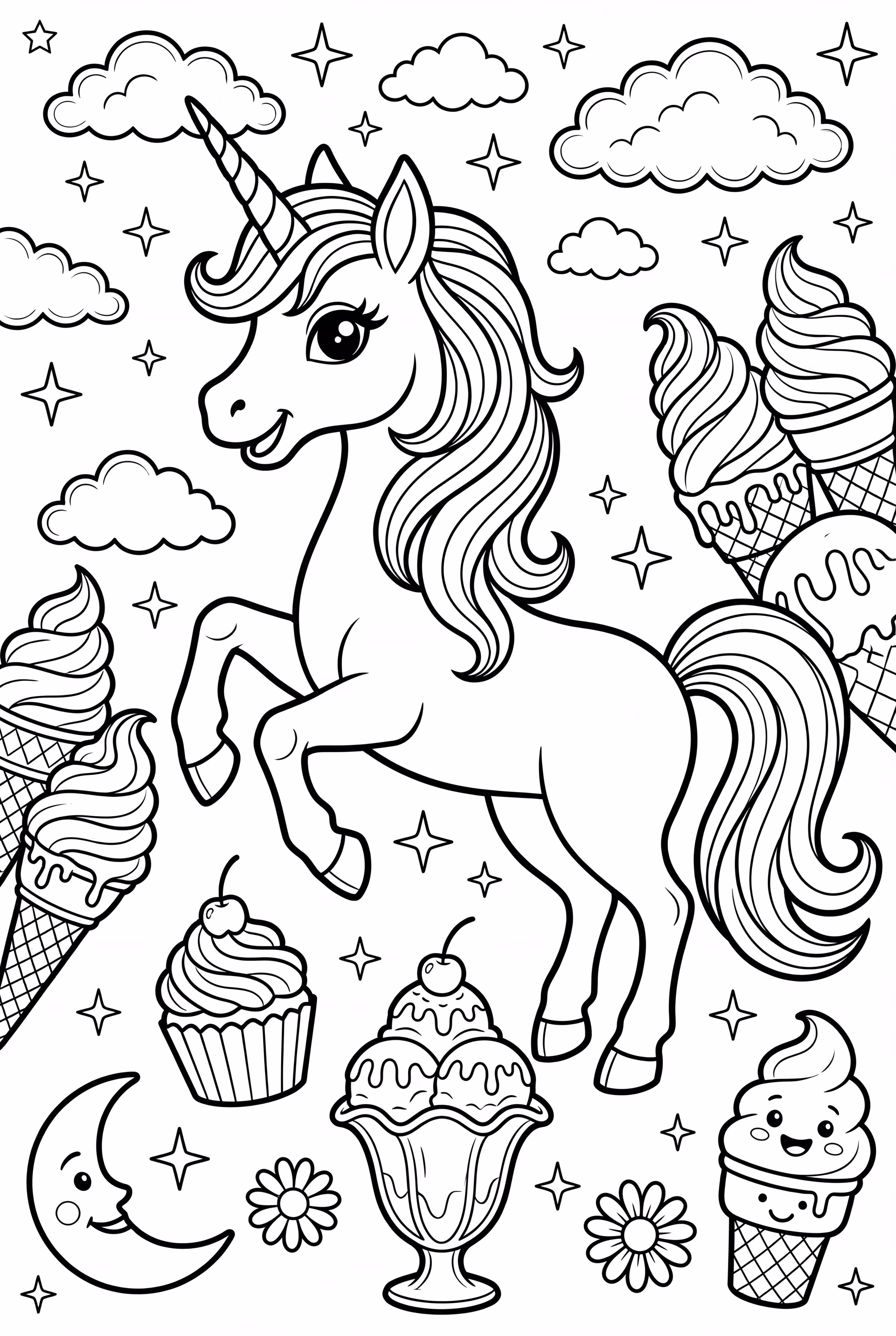 Magical Unicorn with Ice Cream