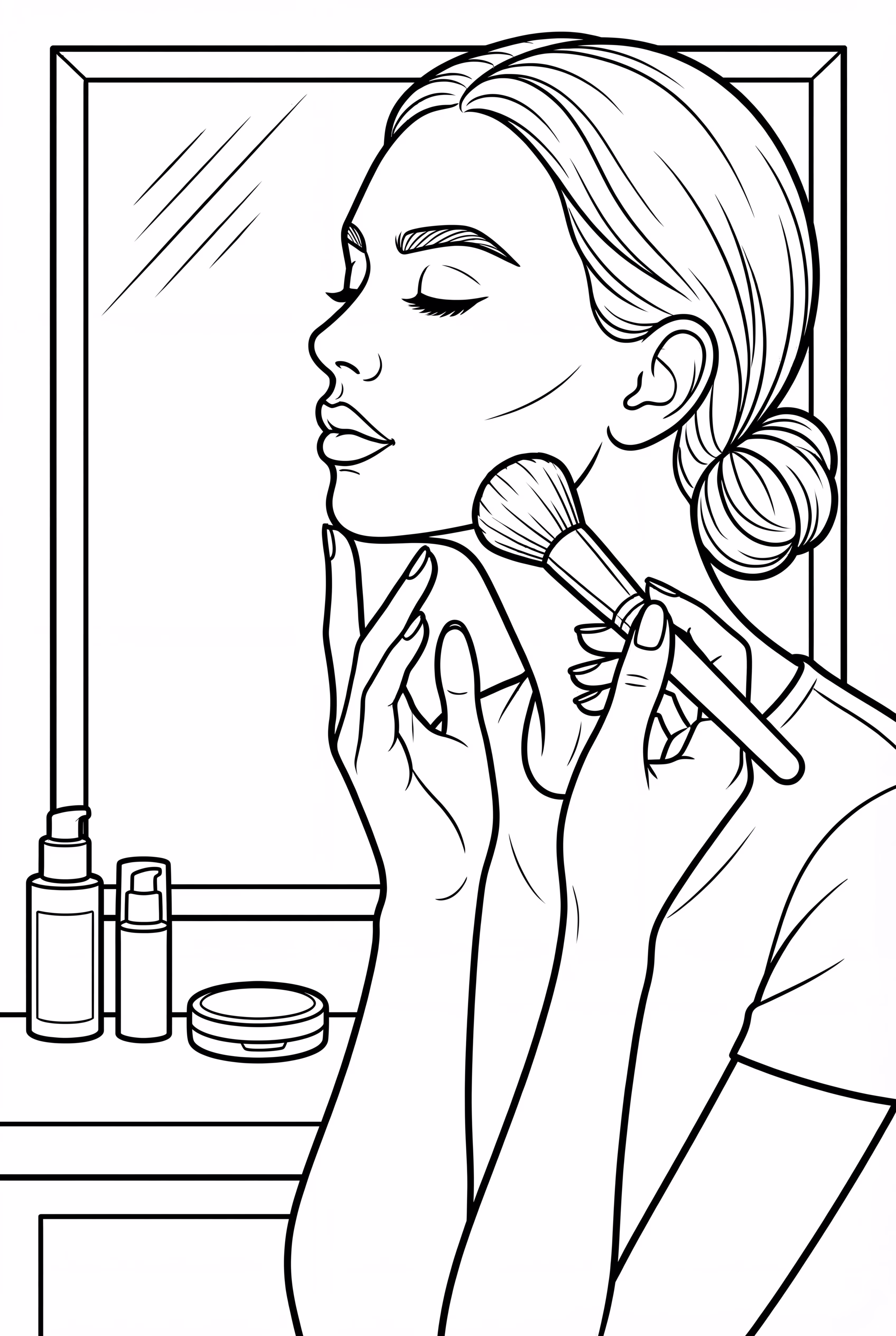 Maquiadora Esfumando Contorno na Linha da Mandíbula