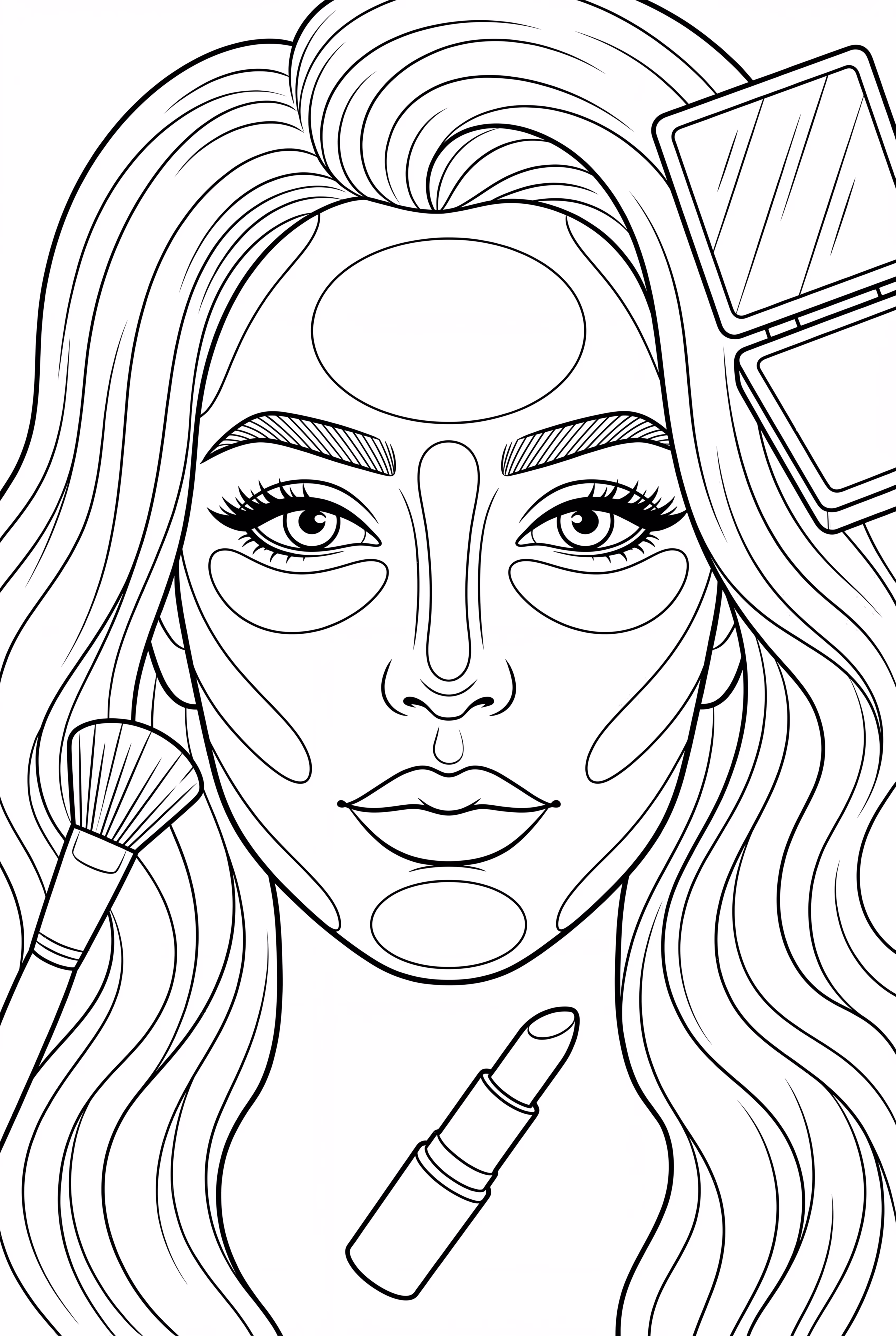 Cara de Maquillaje con Contorno y Iluminación Detallados