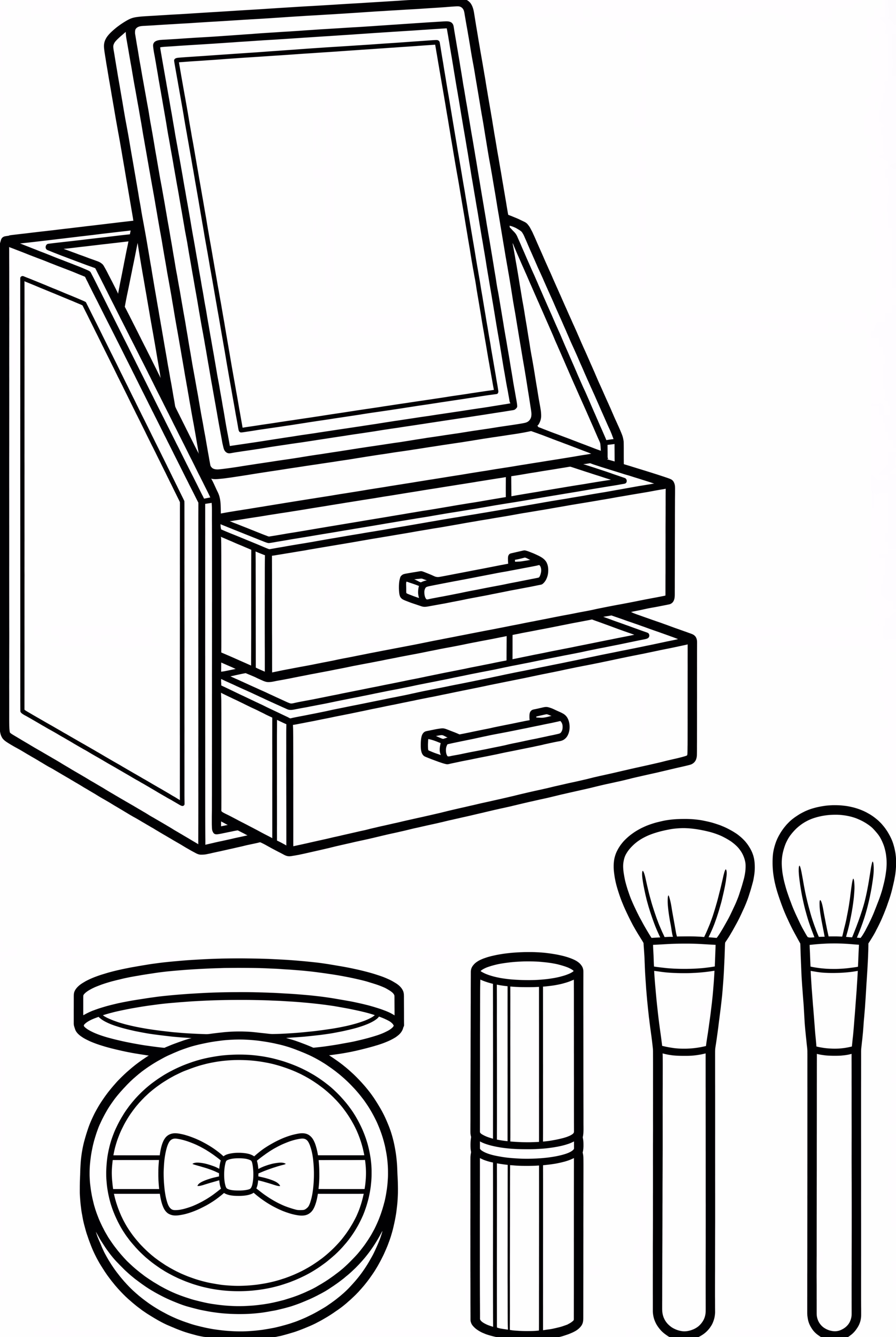 Makeup Kit With Foldable Mirror And Drawers