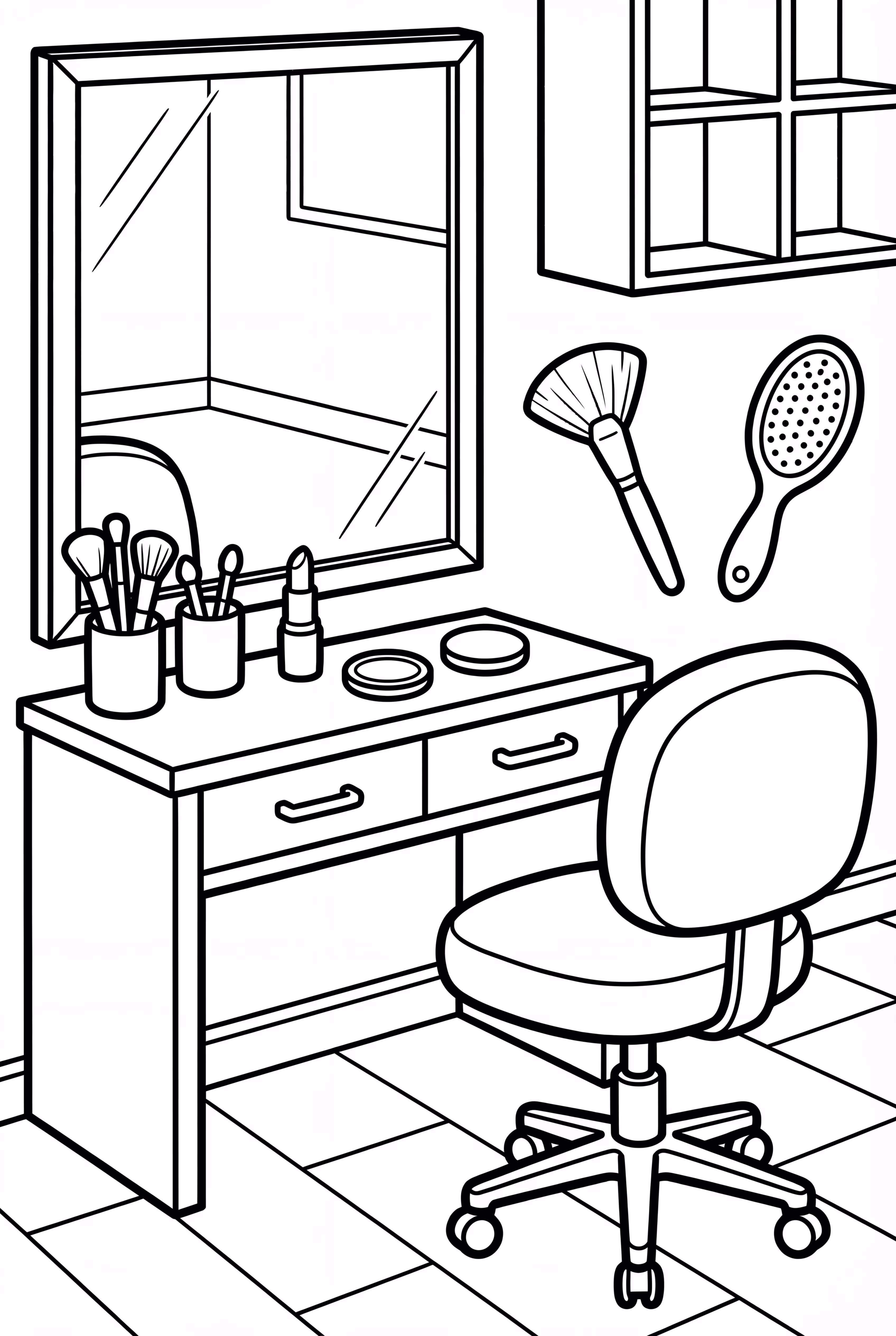 화장대와 회전 의자 및 도구