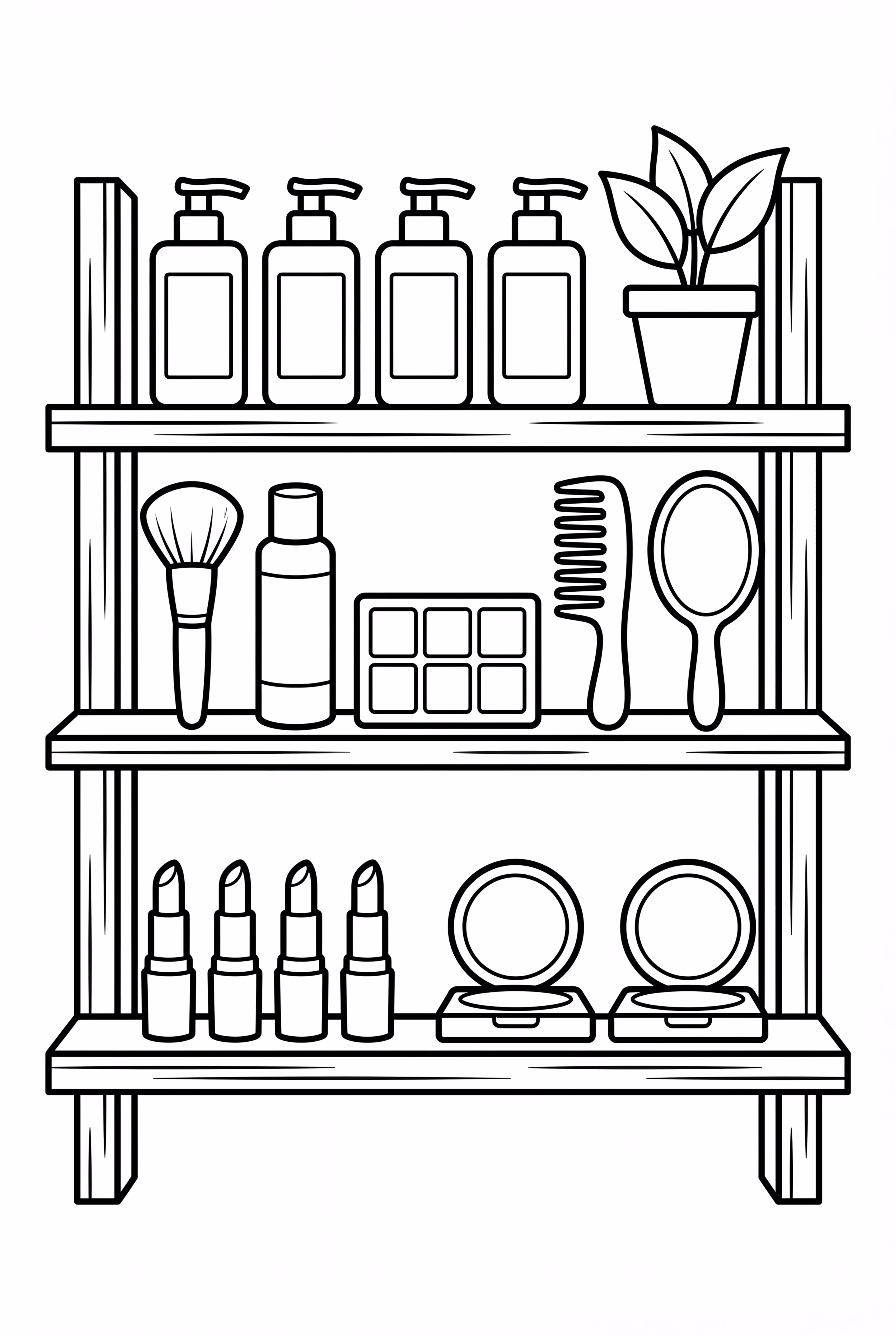 Prateleira do Estúdio de Maquiagem Cheia de Frascos Cosméticos