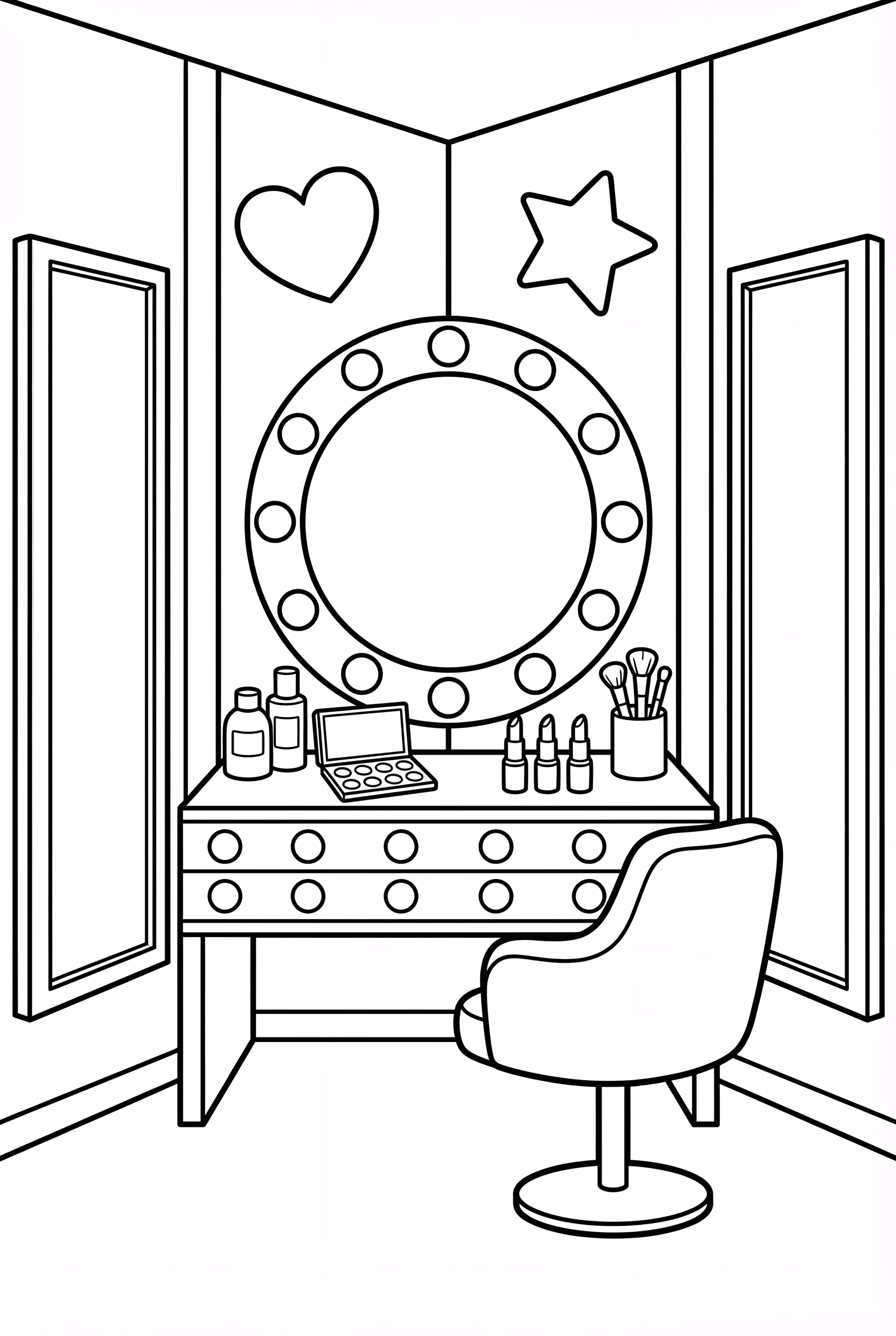 Makeup Studio With Neon Lights And Mirror Wall