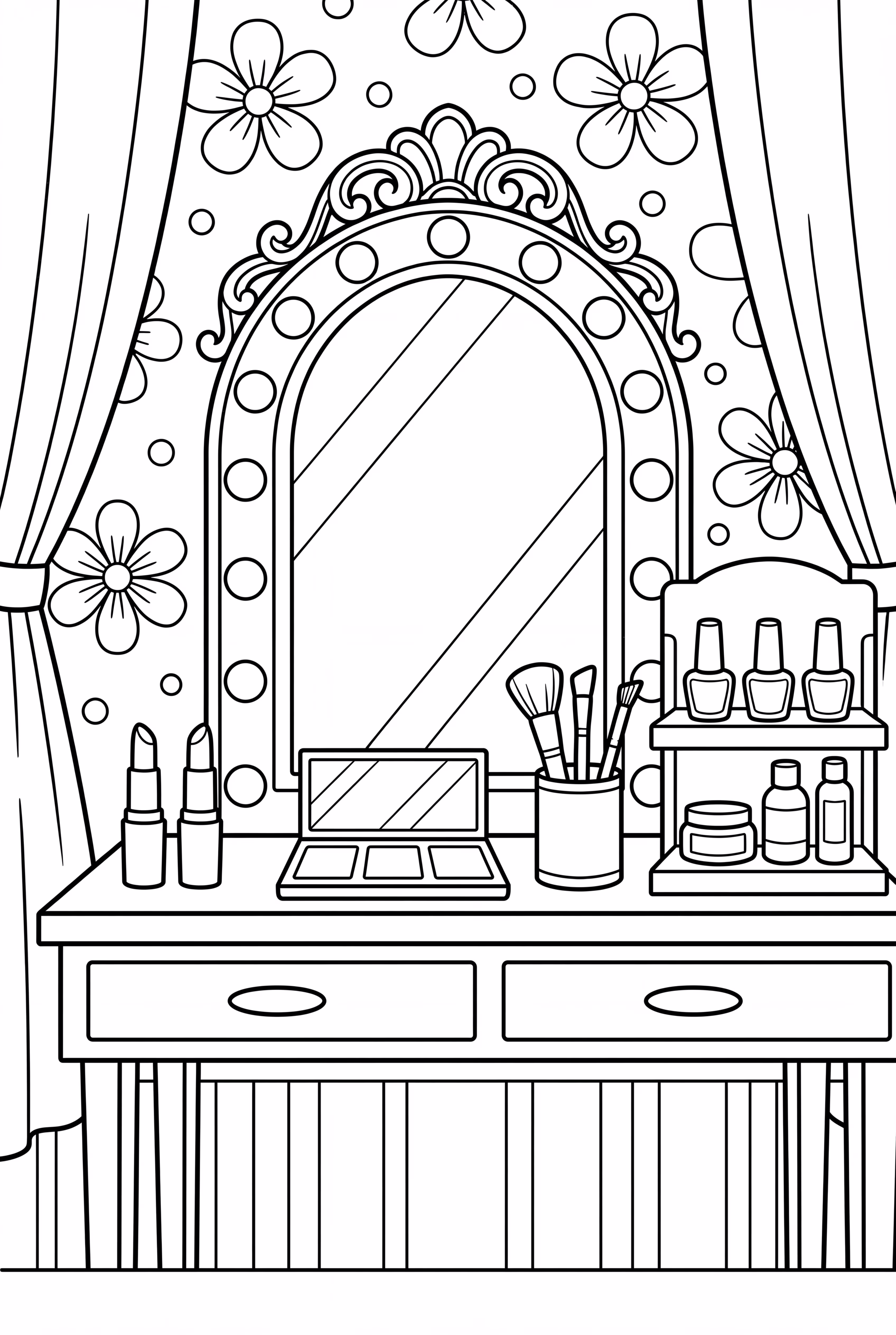 Makeup Studio With Product Display Rack