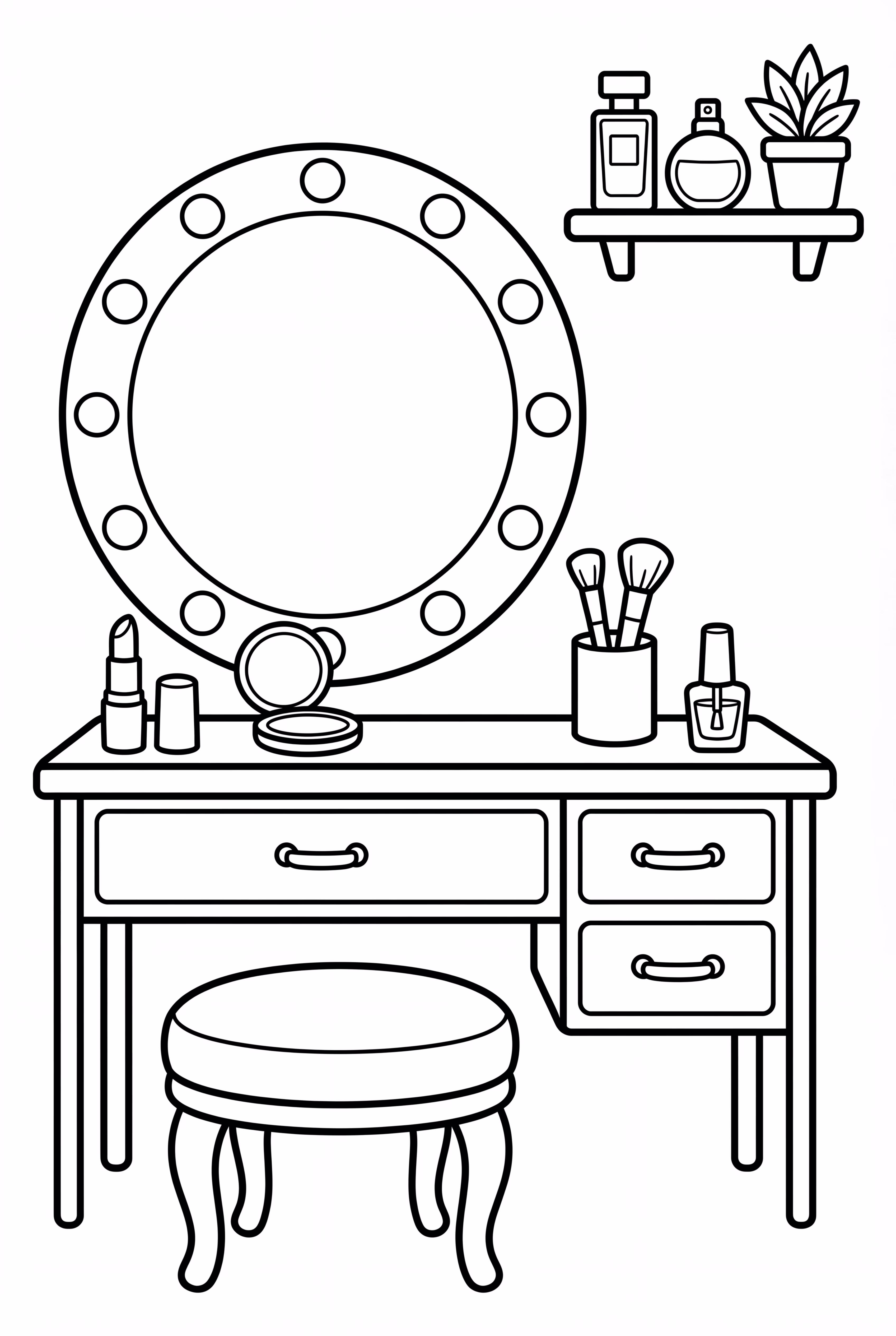 Makeup Table With Ring Light And Products