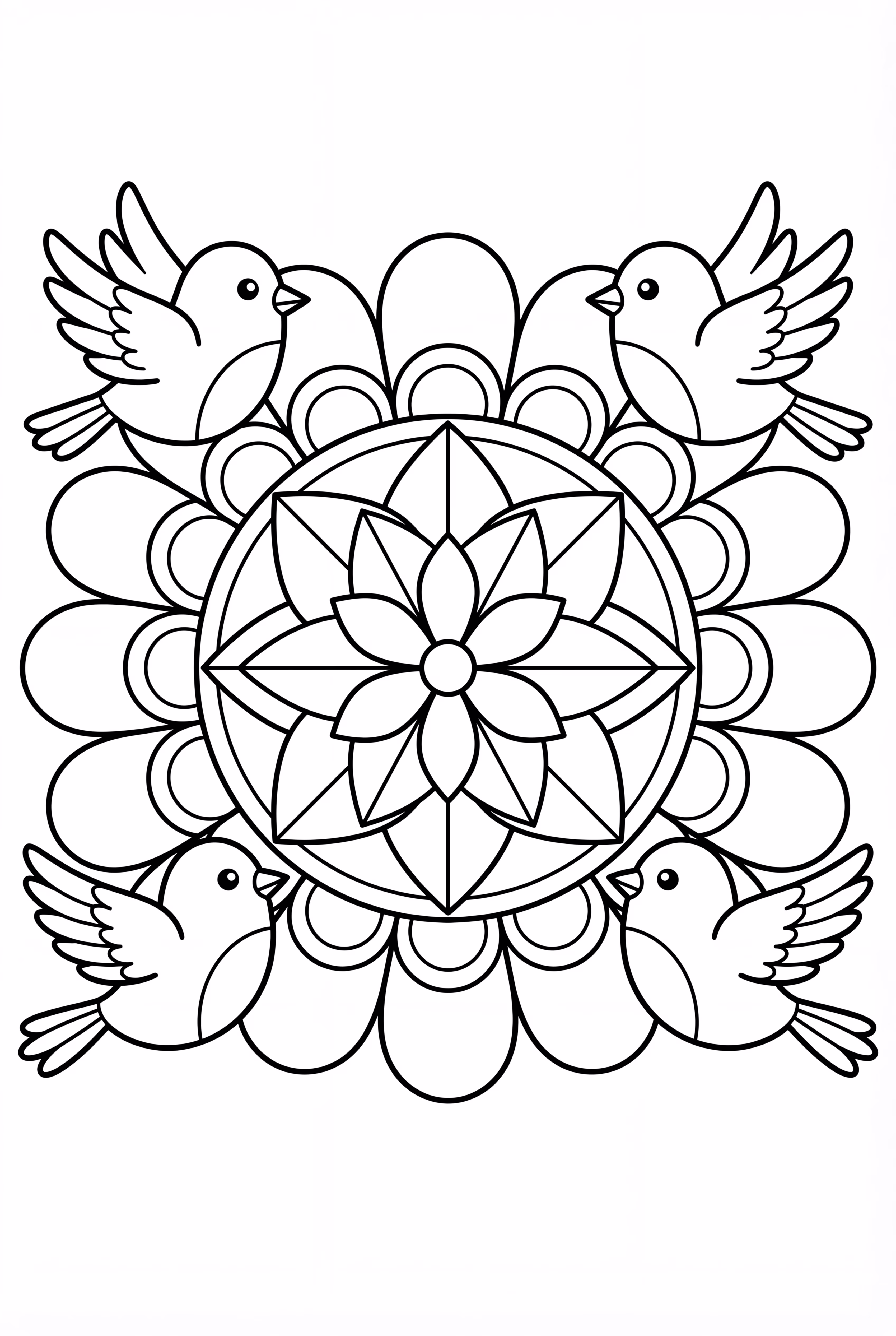 Mandala Featuring Fluttering Birds