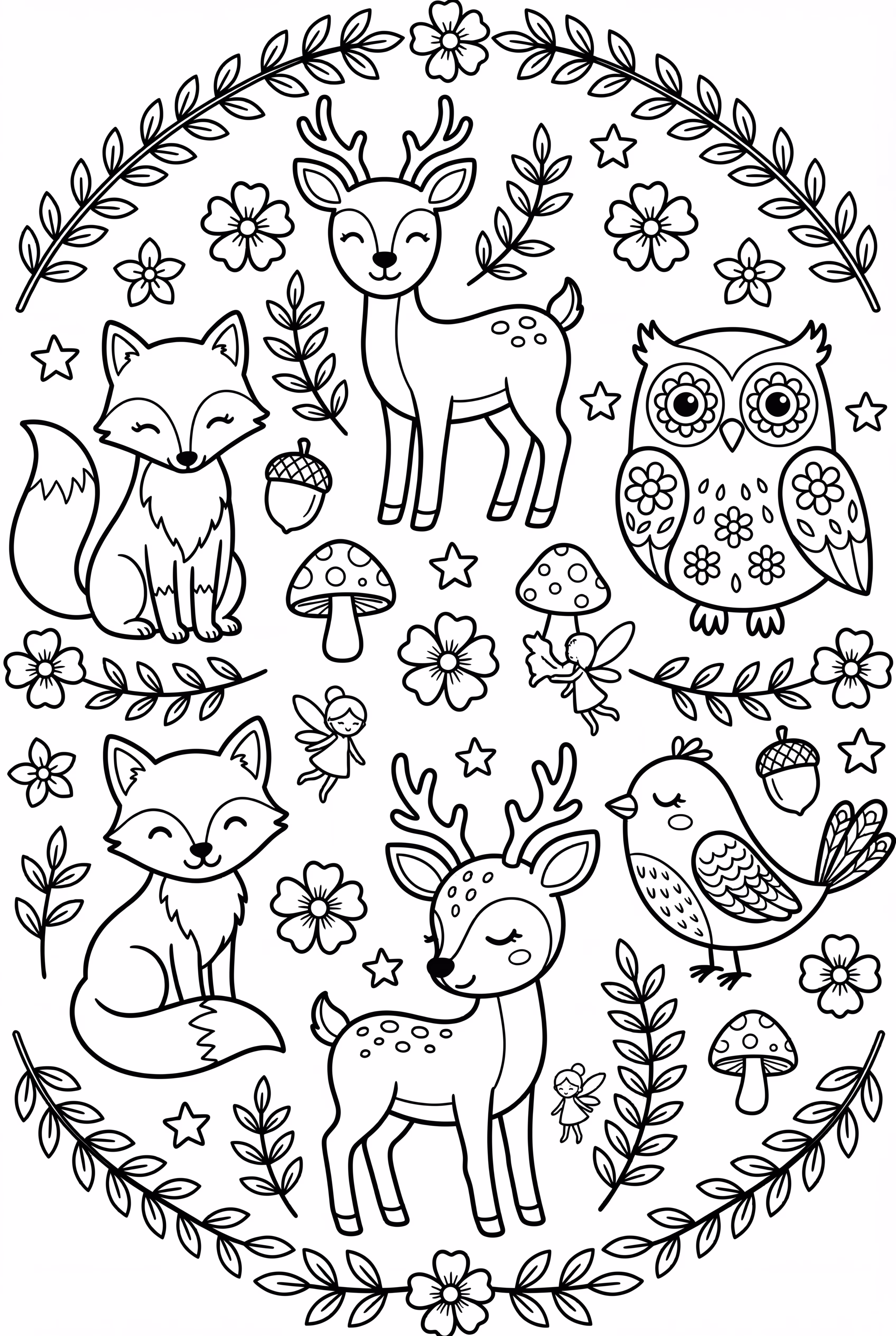 Mandala of Enchanted Forest Creatures