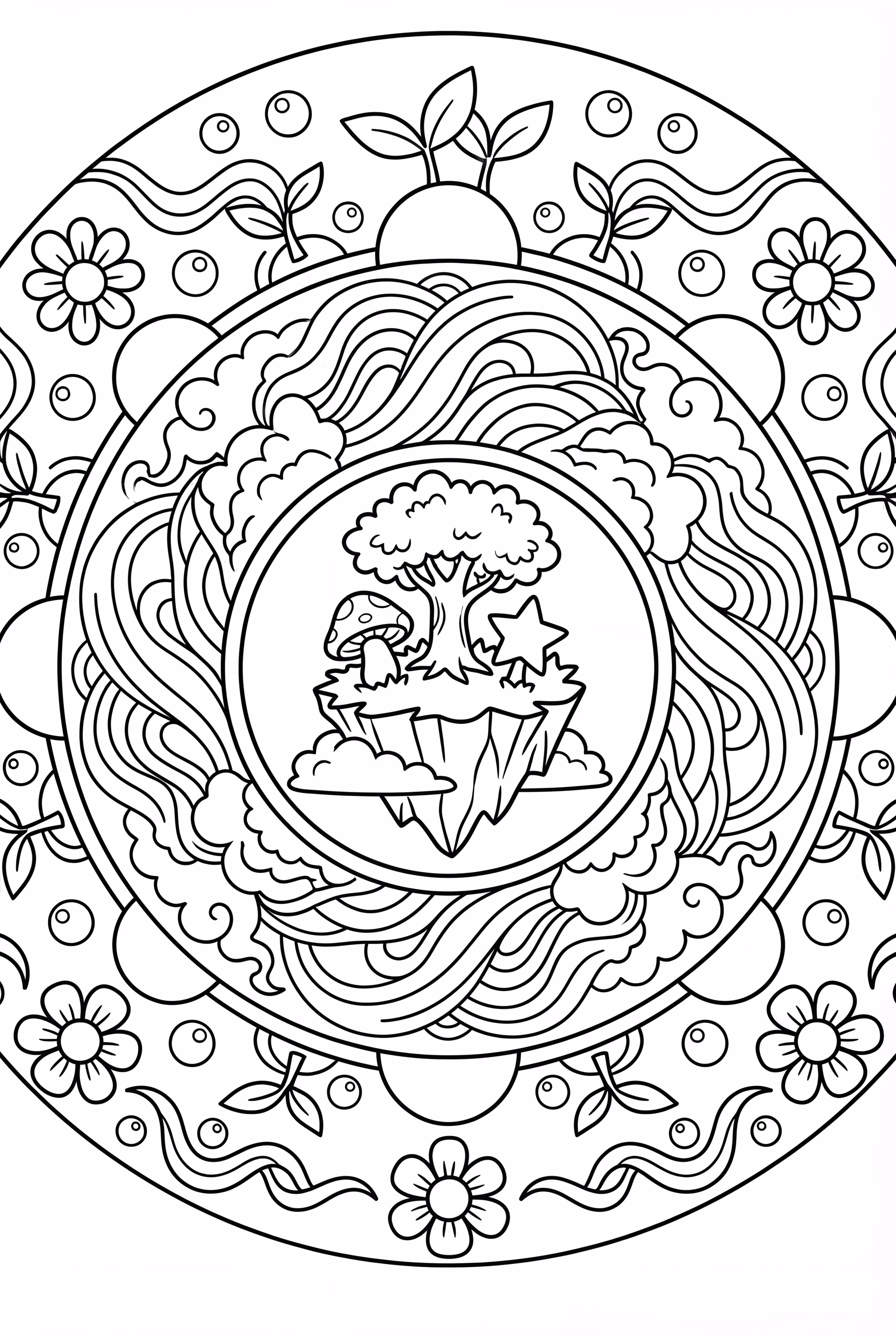 Mandala de la isla flotante fantástica