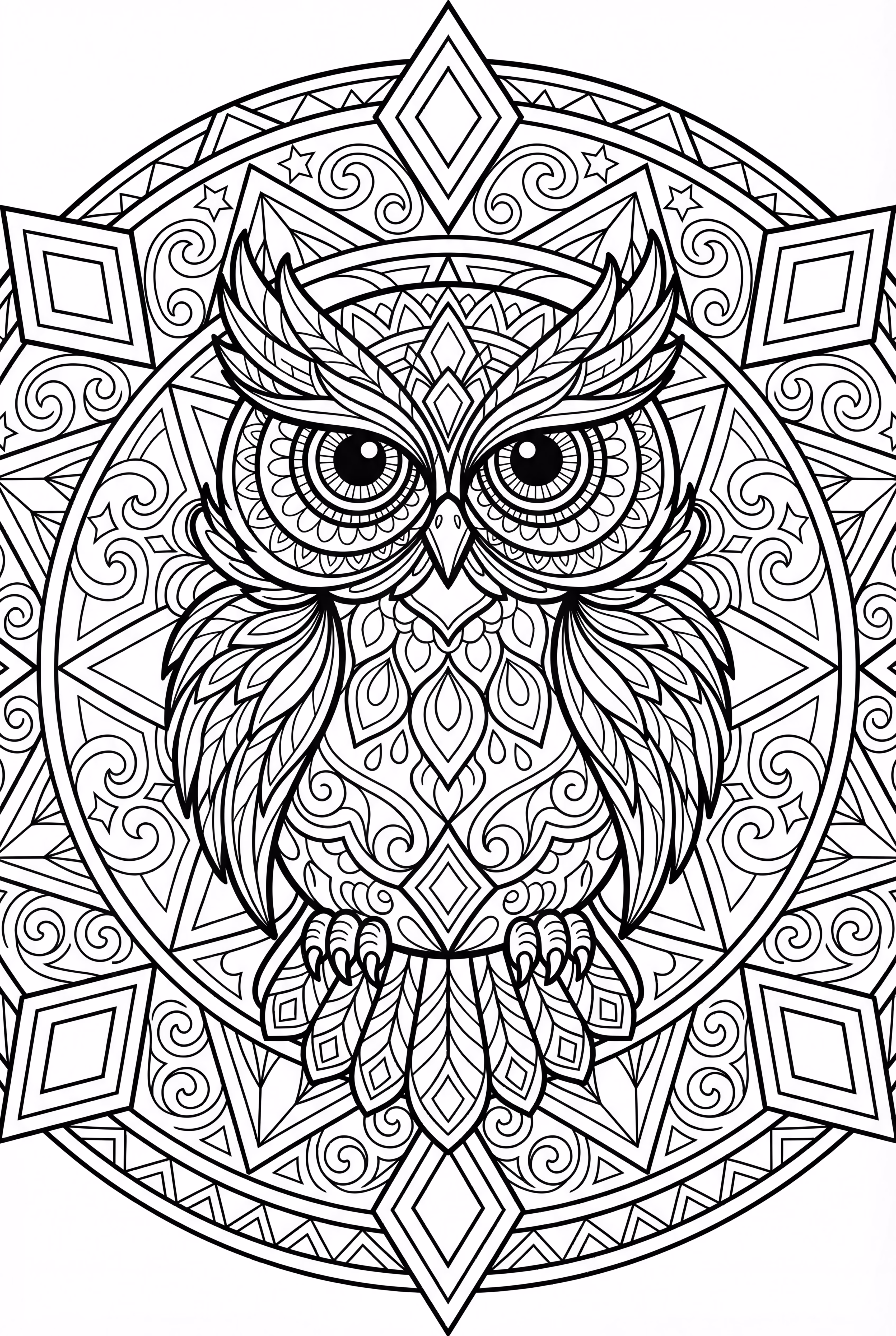 Mandala Owl with Stars-2