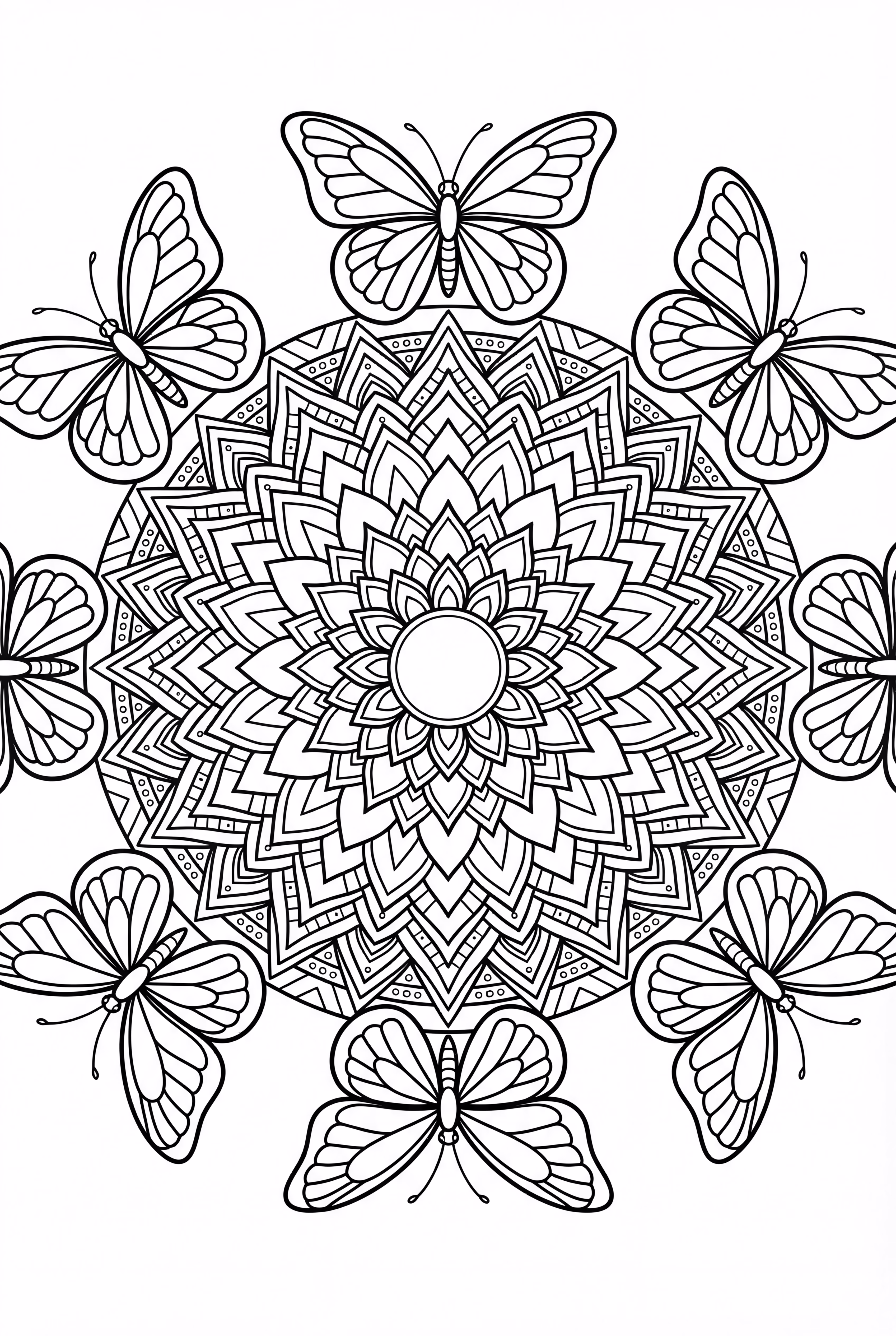 Mandala Surrounded by Butterflies