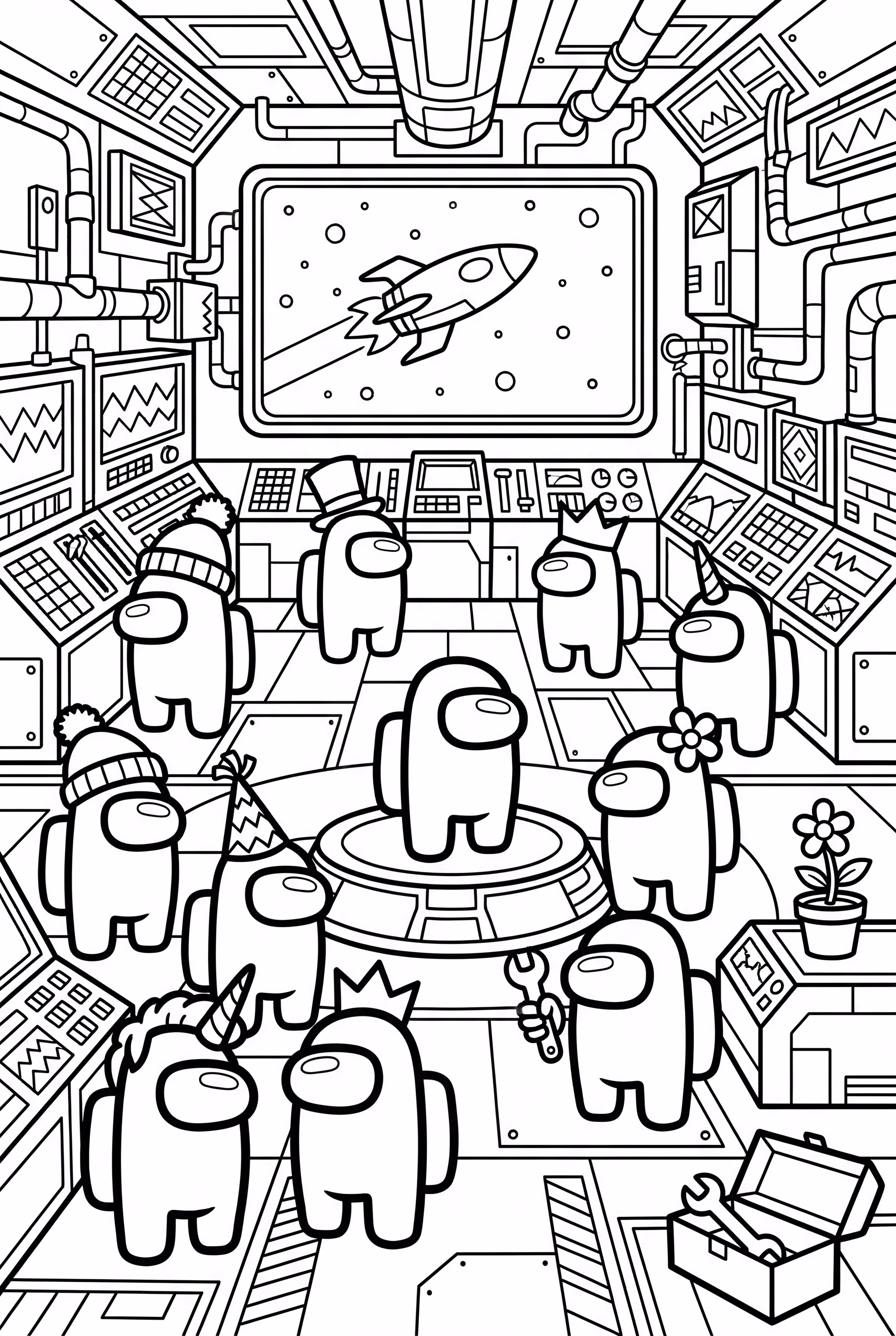 发射台上的许多Among Us角色