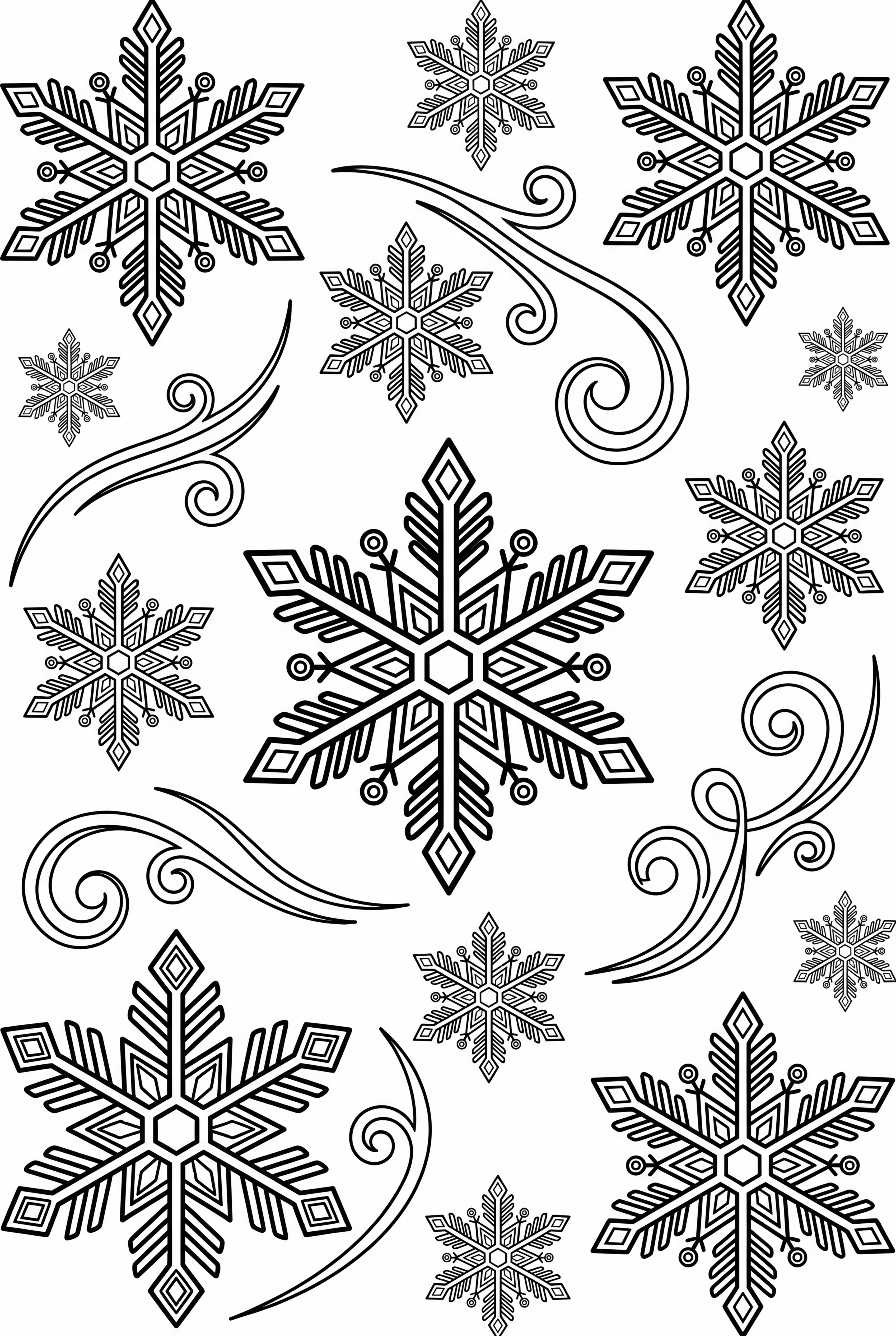 Many Snowflakes In A Swirl