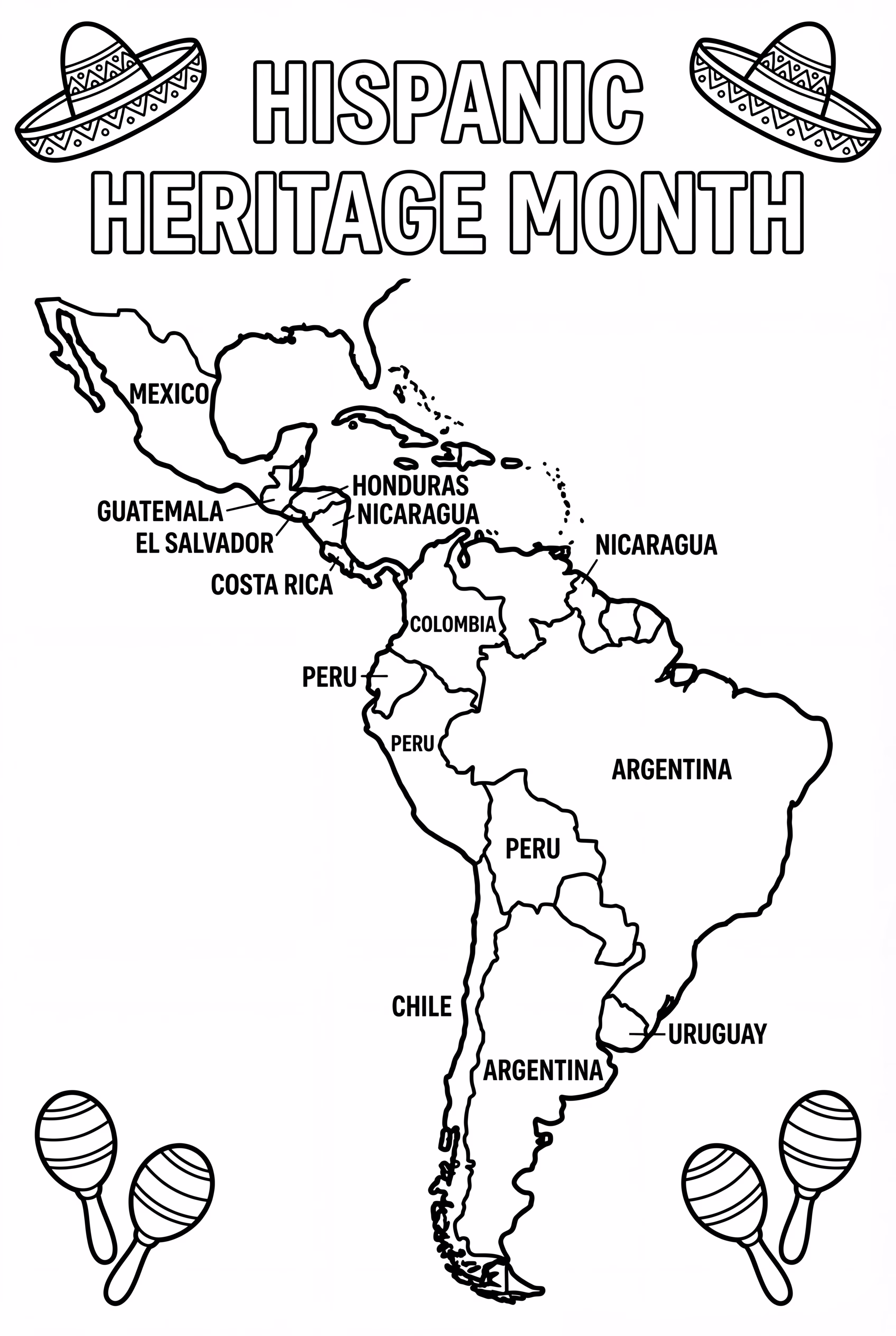 Map Of Nations For Hispanic Heritage Month