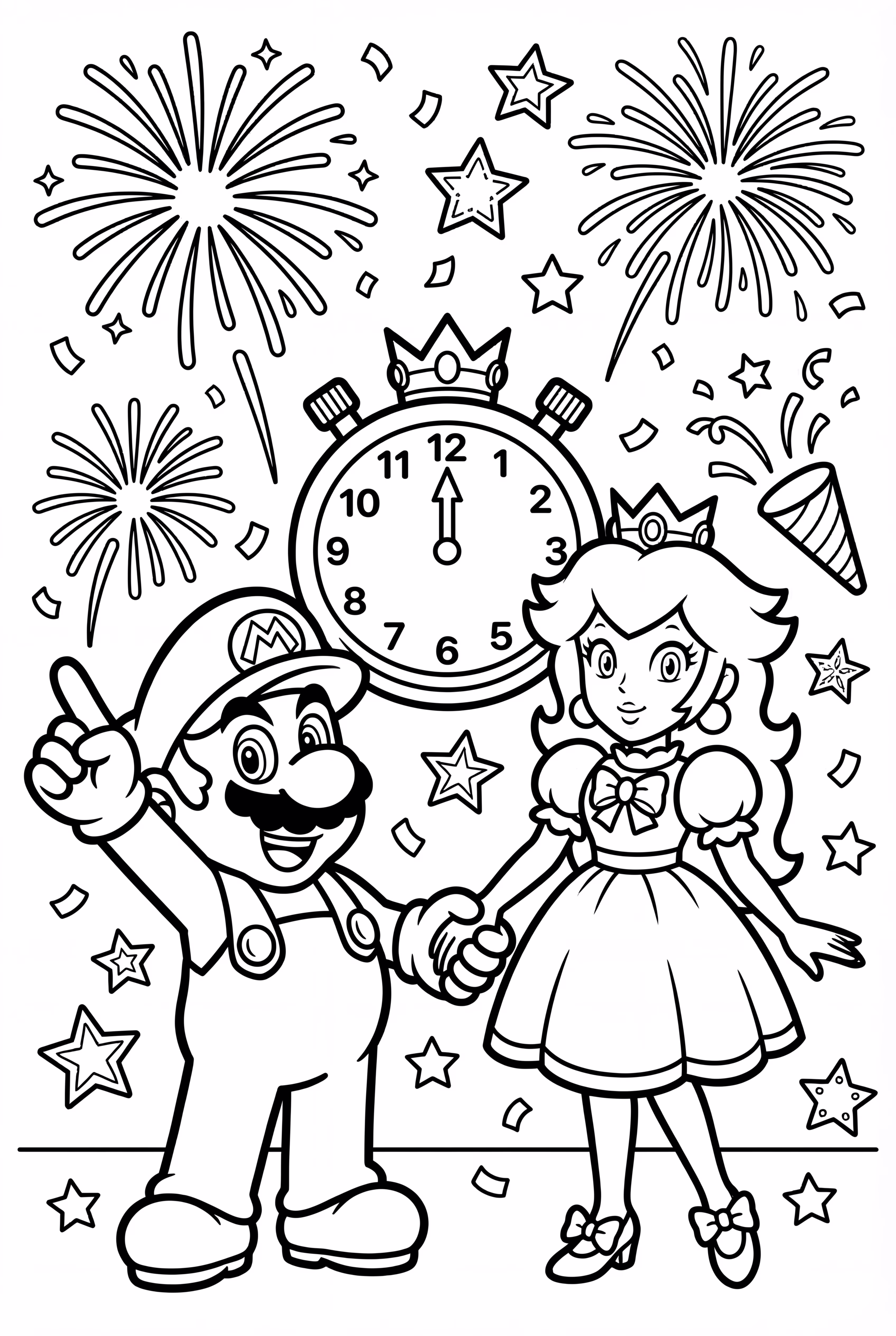 瑪莉歐和桃花公主在2025年新年