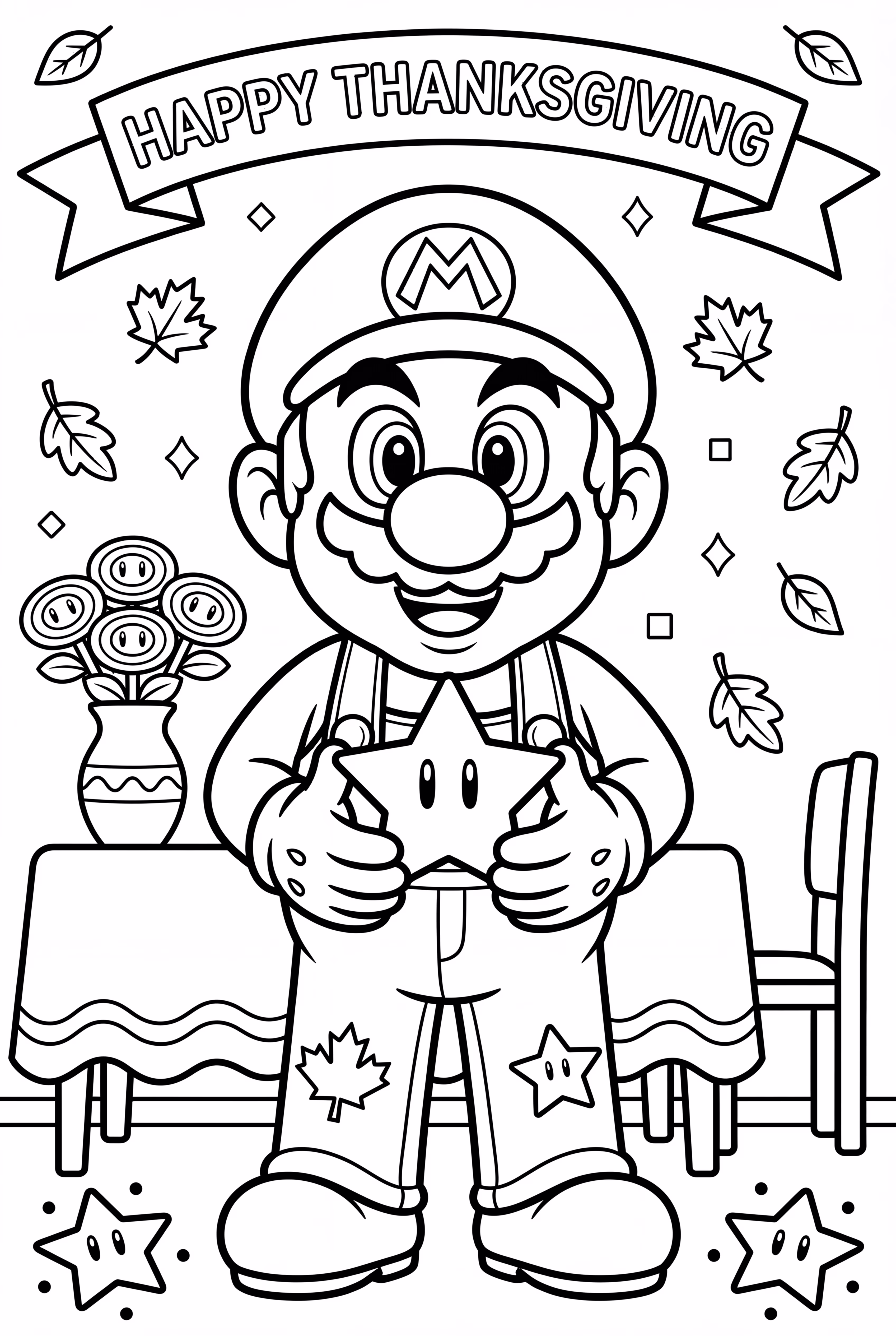 瑪莉歐為感恩節裝飾，搭配必殺技