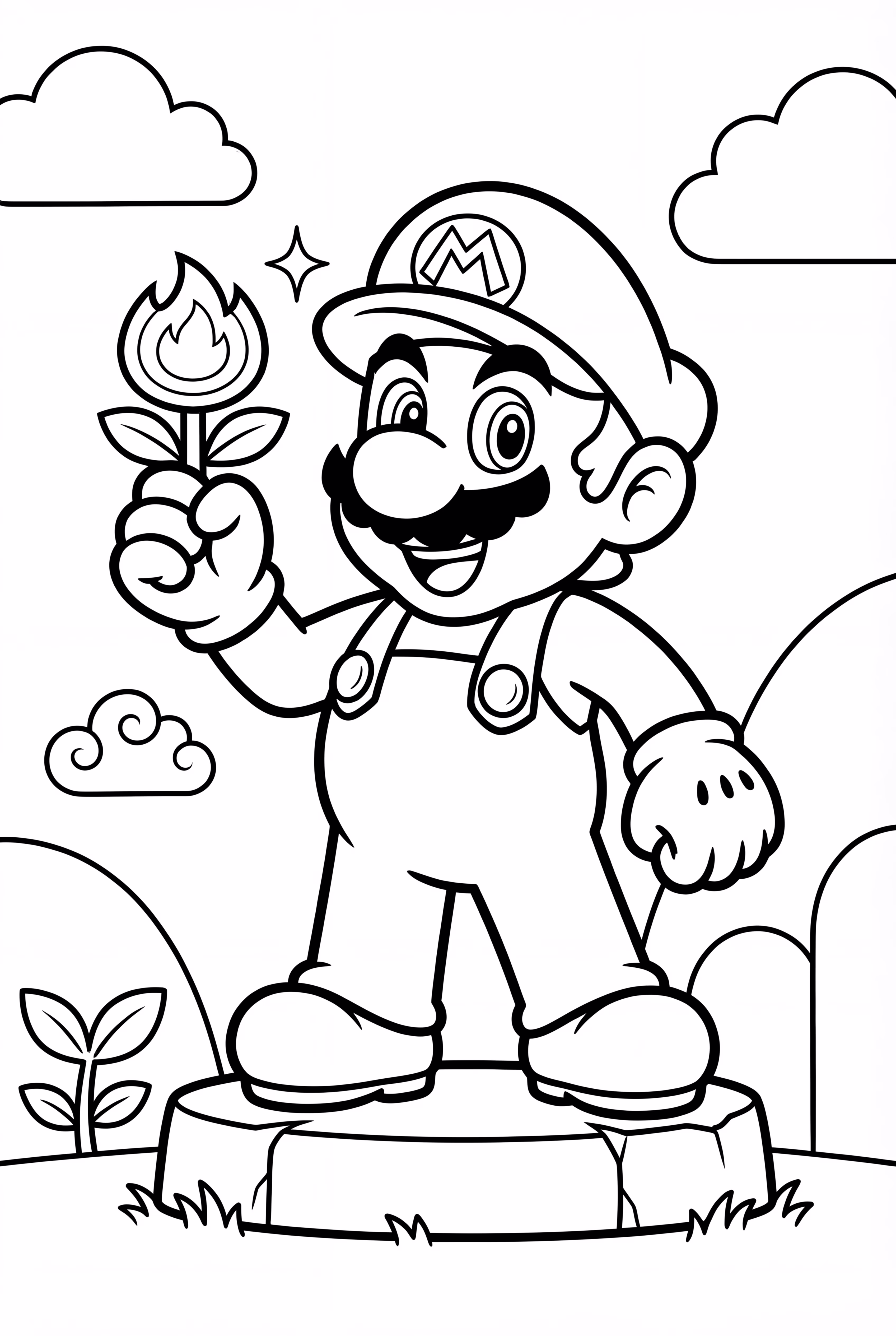Mario tenant une fleur de feu
